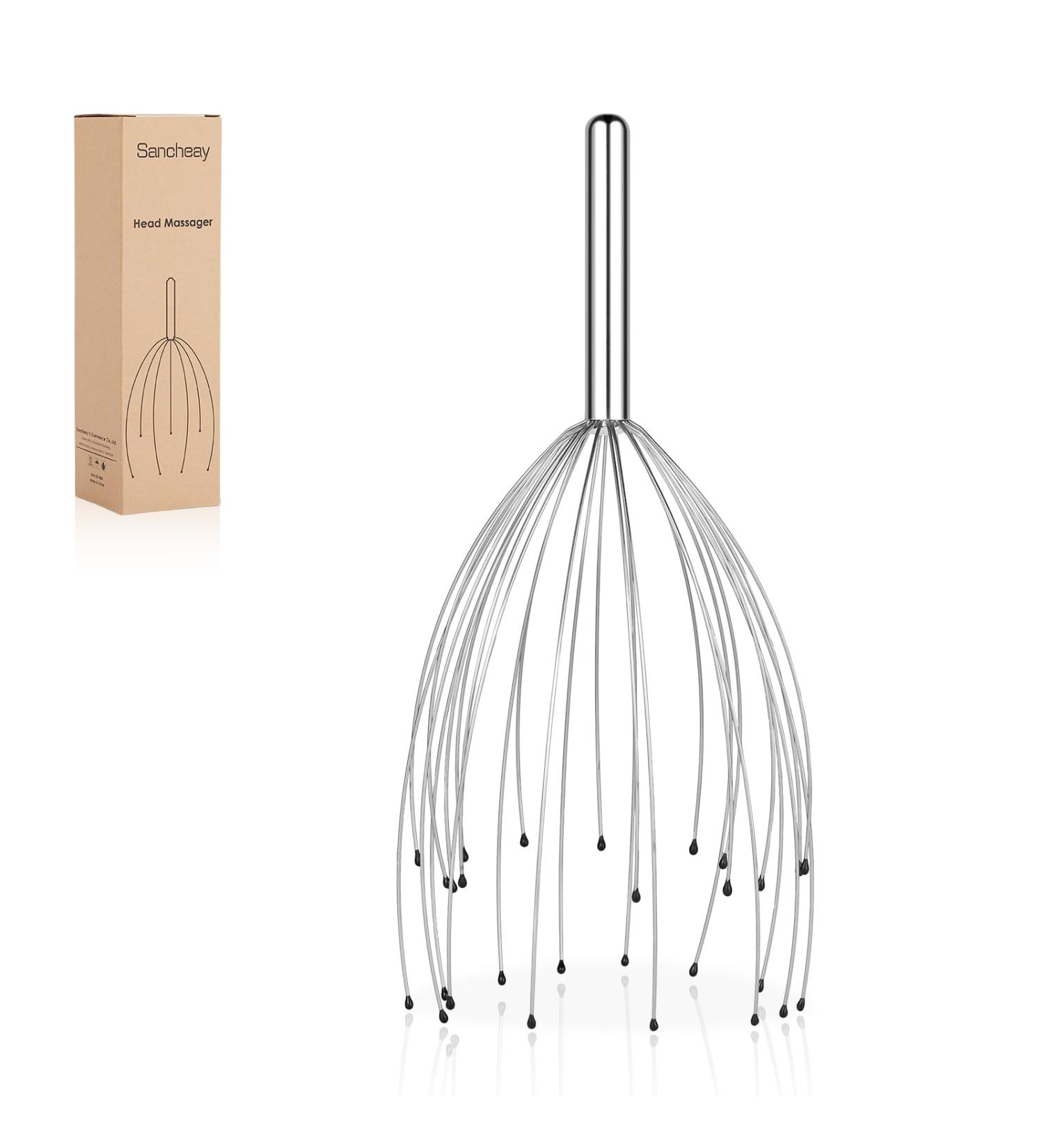 Sancheay Head Massager 28 Fingers Manual Scalp Head Scratcher Handheld Scalp Massager for Deep Relaxation Hair Stimulation and Stress Relief - Silver - Buy Online on GoSupps.com