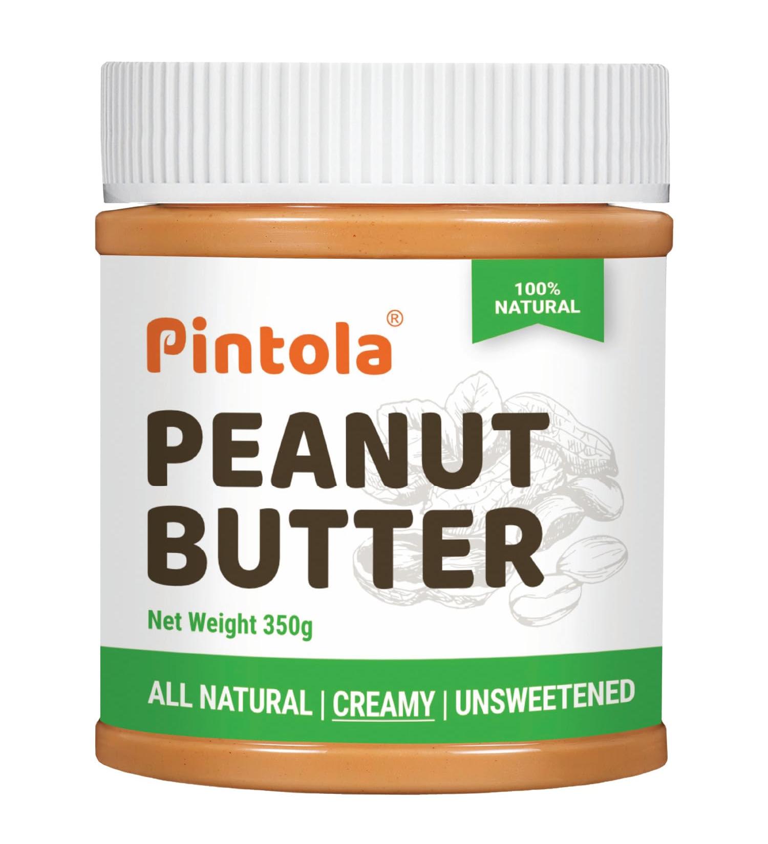  Pintola Pintola All Natural Peanut Butter (Creamy) | Unsweetened | 30g Protein | Non-GMO | Gluten Free | Cholesterol Free (350g) - Buy Online on GoSupps.com