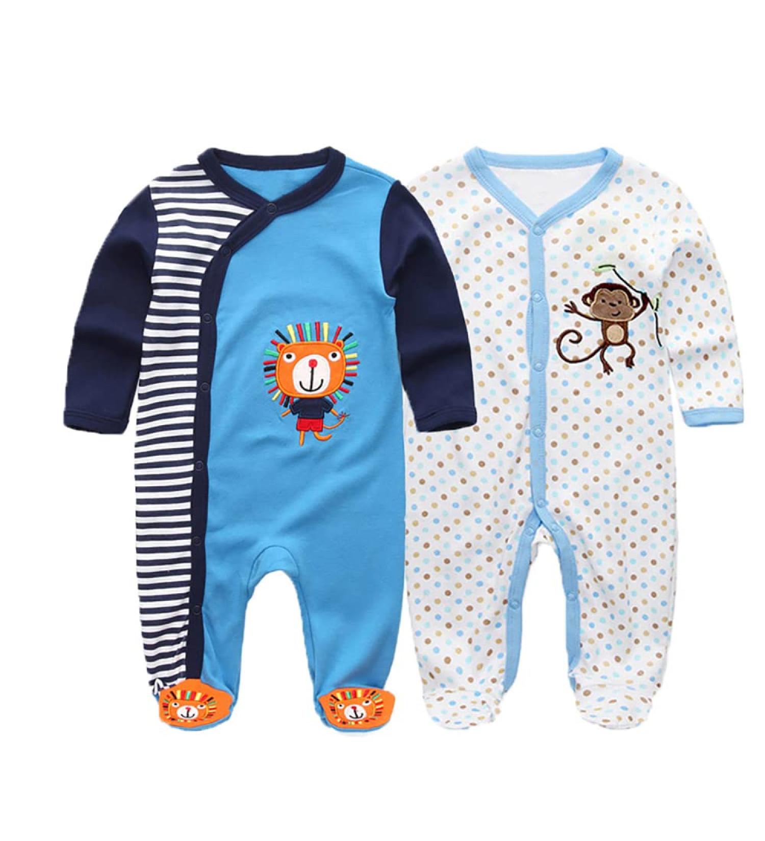 MAMIMAKA Baby Rompers Pajamas Cotton Jumpsuit 9-12 Months | Long Sleeve Footed Bodysuits for Boys and Girls | Two Piece Set - Buy Online on GoSupps.com