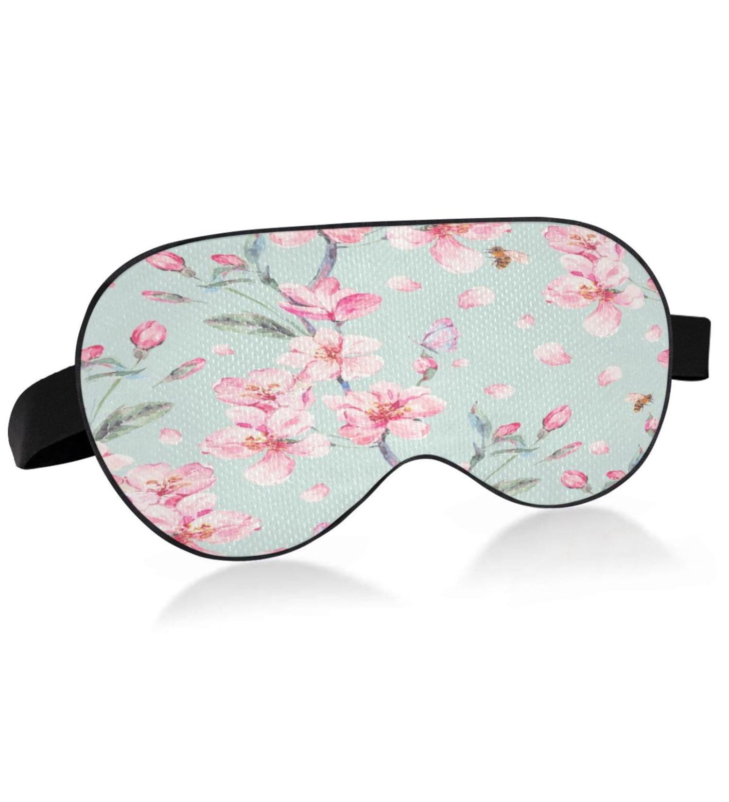 WELLDAY Cherry Bloom Floral Sleep Mask - Adjustable Eye Shade for Men and Women | Soft Comfort Blindfold for Blocking Out Light - Buy Online on GoSupps.com