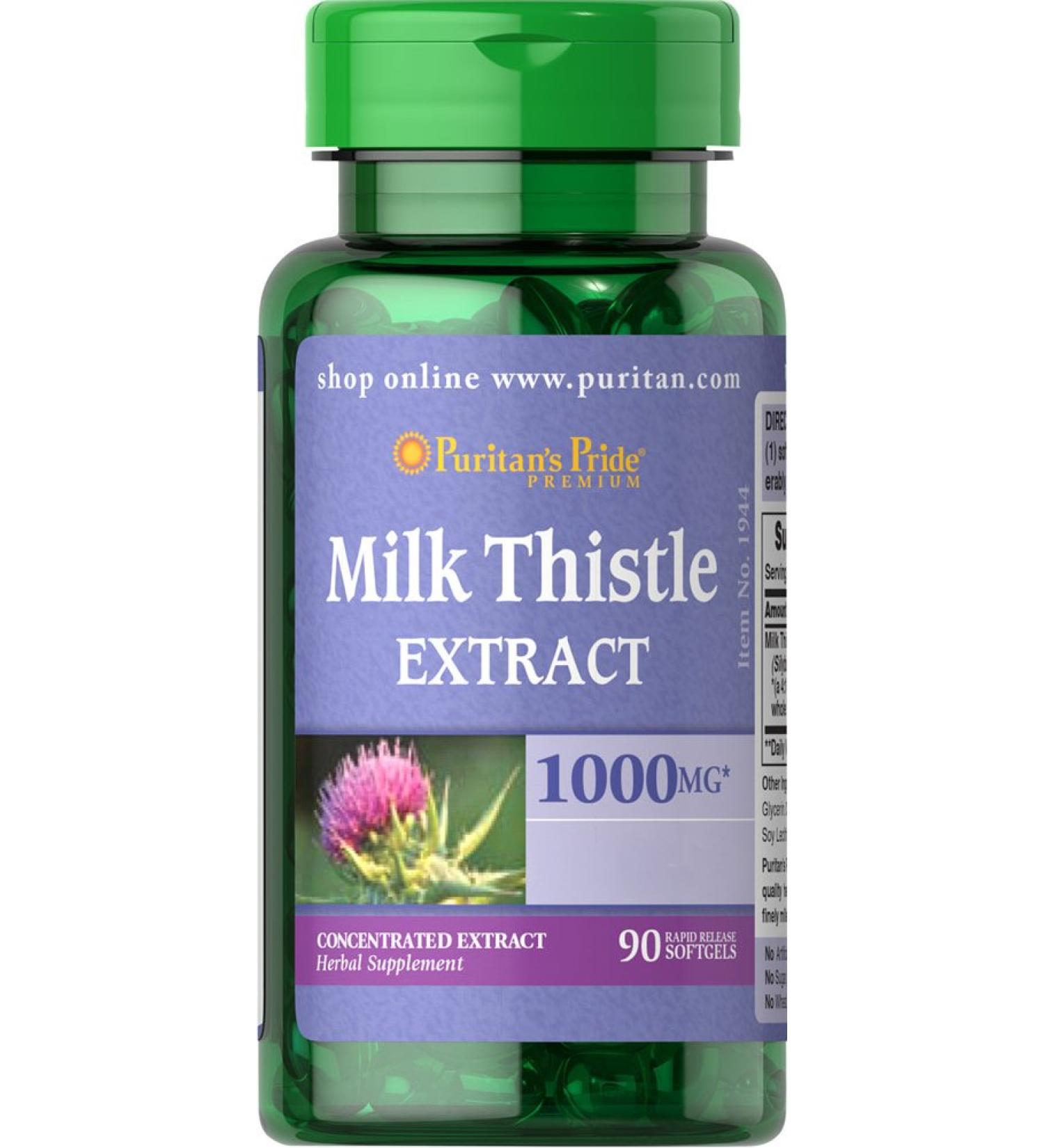 Puritan's Pride Milk Thistle 90ct - Natural Liver Support Supplement - Buy Online on GoSupps.com