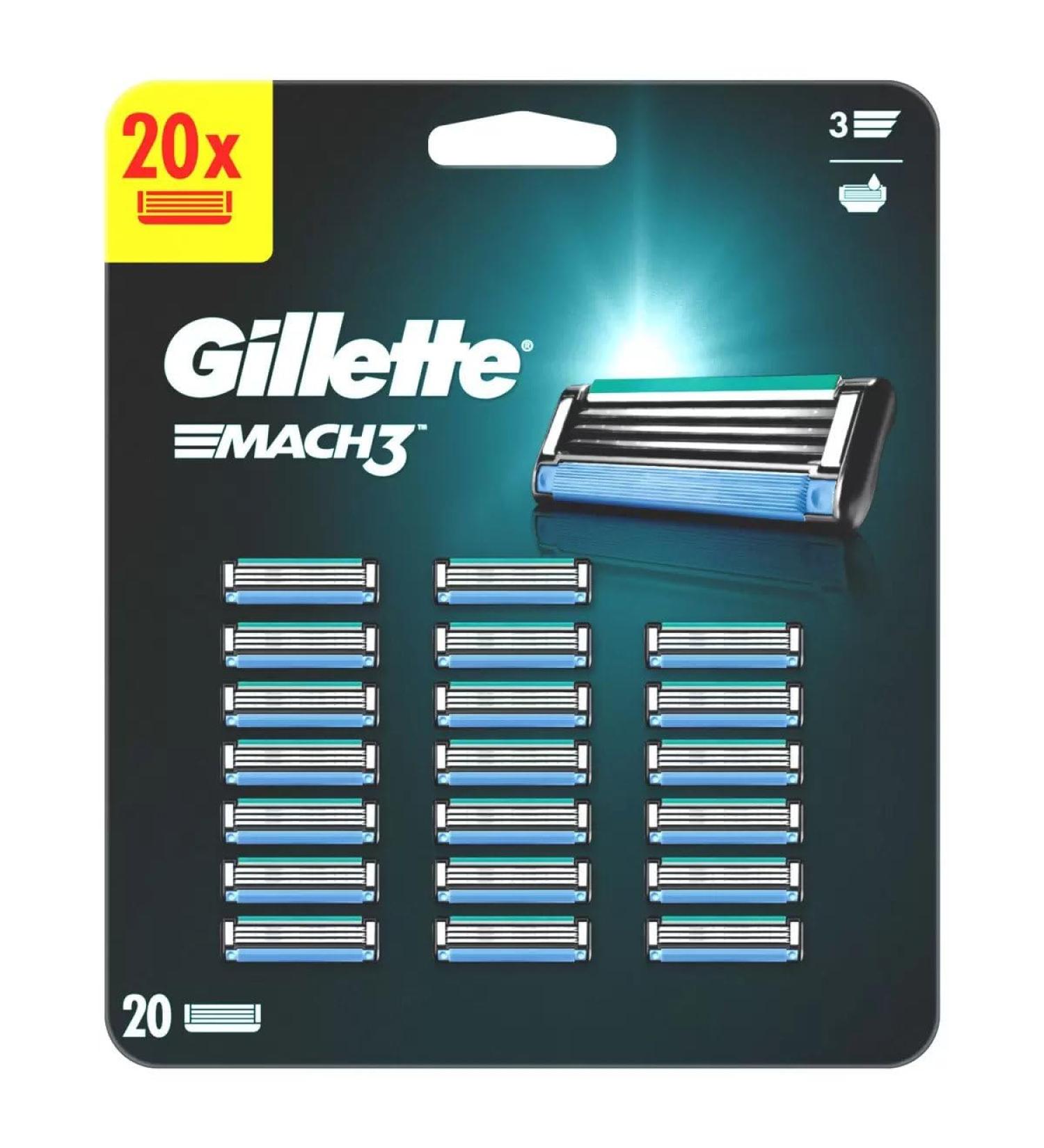 Gillette Mach3 Replacement Blades - 20 Premium Men's Razor Blades | Ultra Sharp Lasts Up to 15 Shaves Each - Buy Online on GoSupps.com