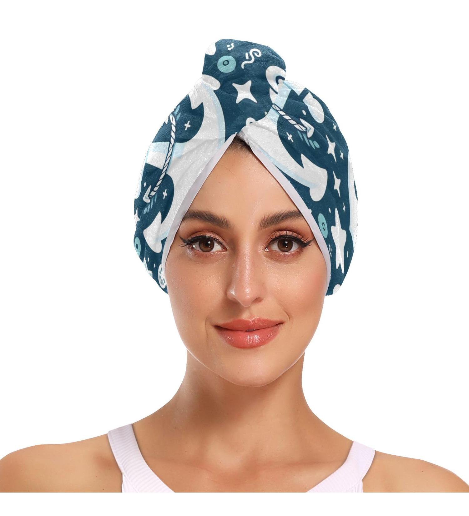 Buy Spear Rudder Blue Hair Towel 2 Pack | Super Absorbent Quick Dry Hair Turbans for Women & Girls - International Shipping - Buy Online on GoSupps.com
