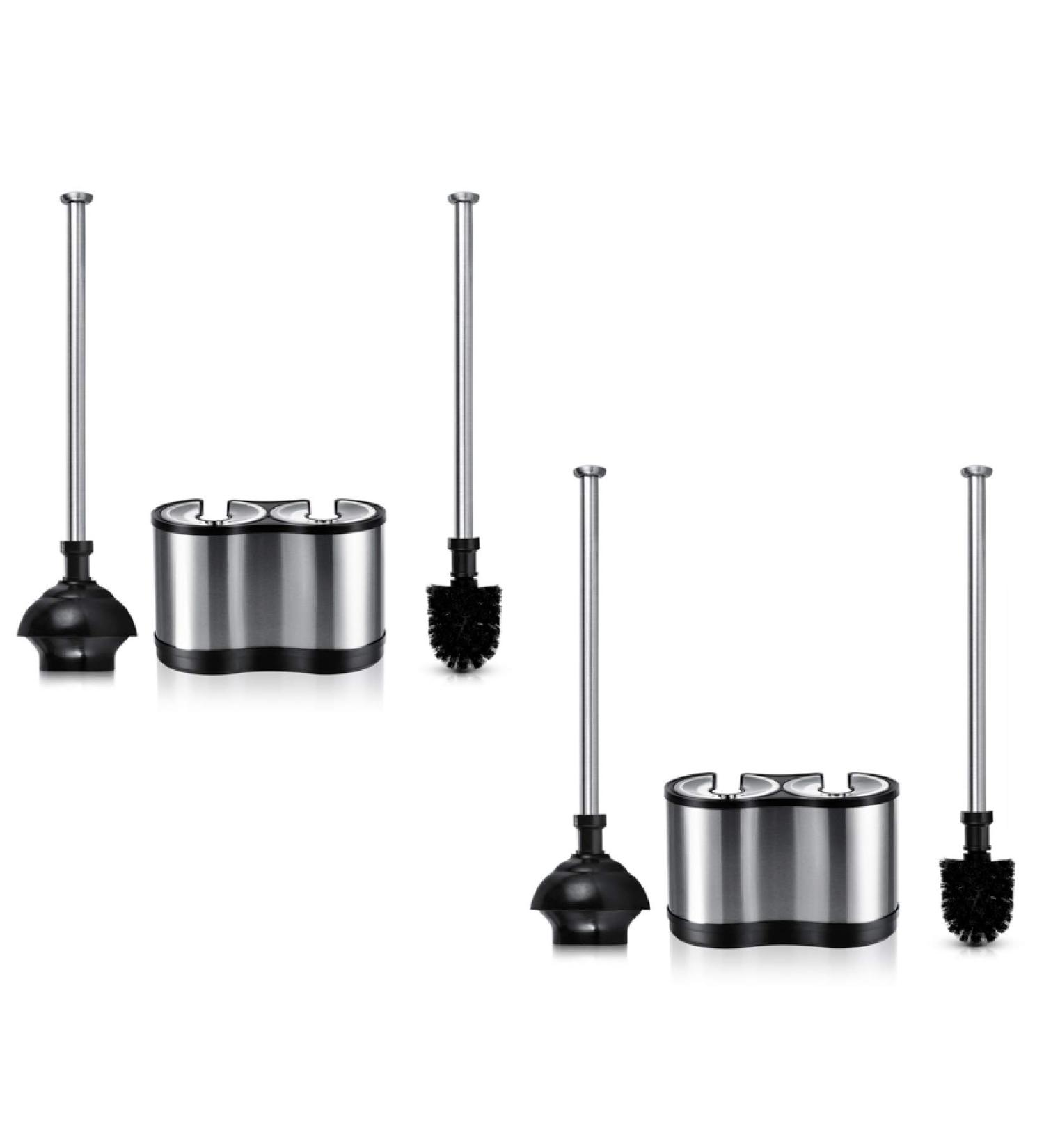 Stainless Steel Toilet Brush and Plunger Combo Set - ToiletTree Modern Deluxe 2 Pack - 4.5 x 9.75 x 18.5 - Buy Online on GoSupps.com