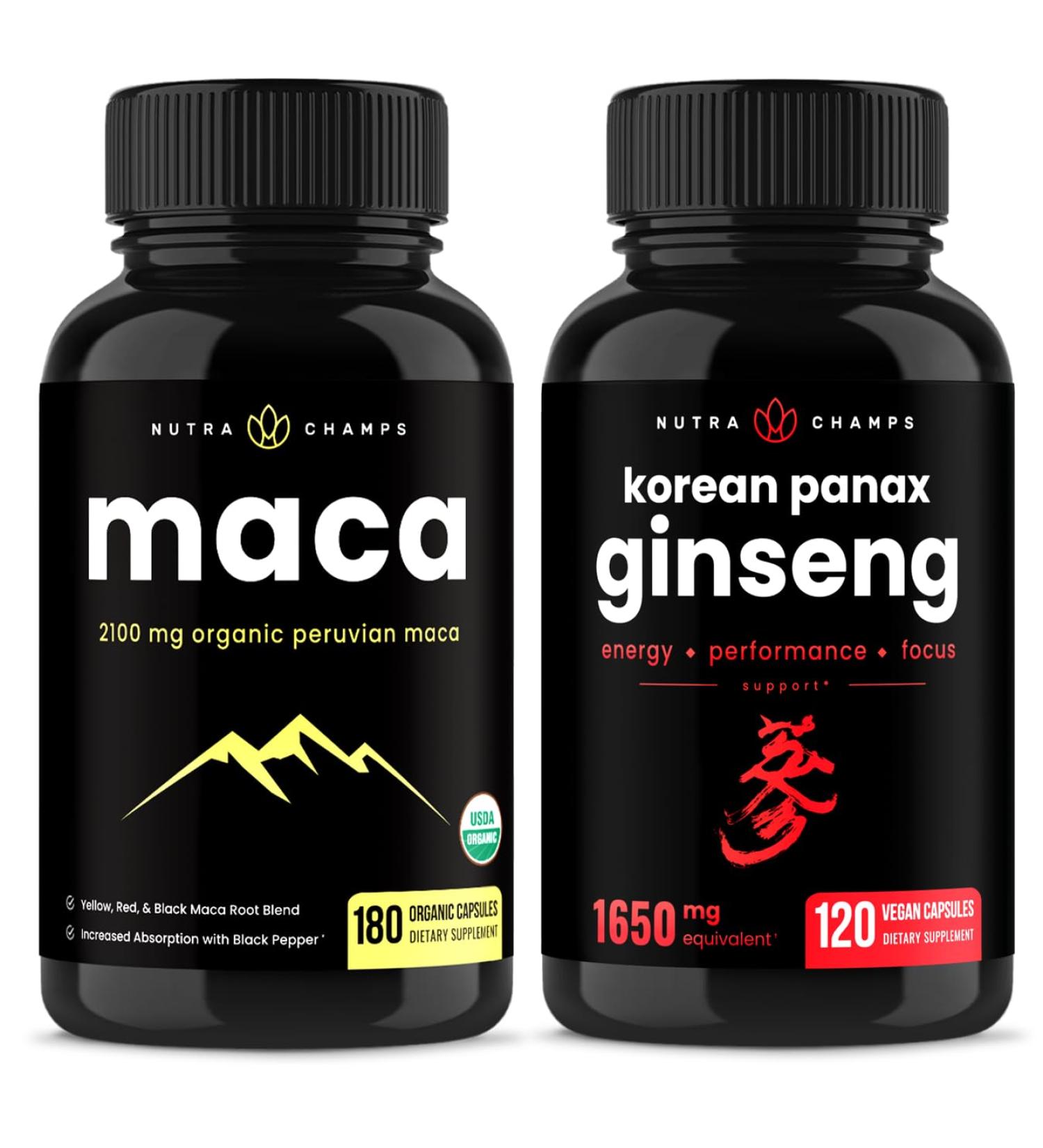 NutraChamps Maca Root Capsules and Korean Ginseng Capsules 2 Pack Bundle - Buy Online on GoSupps.com
