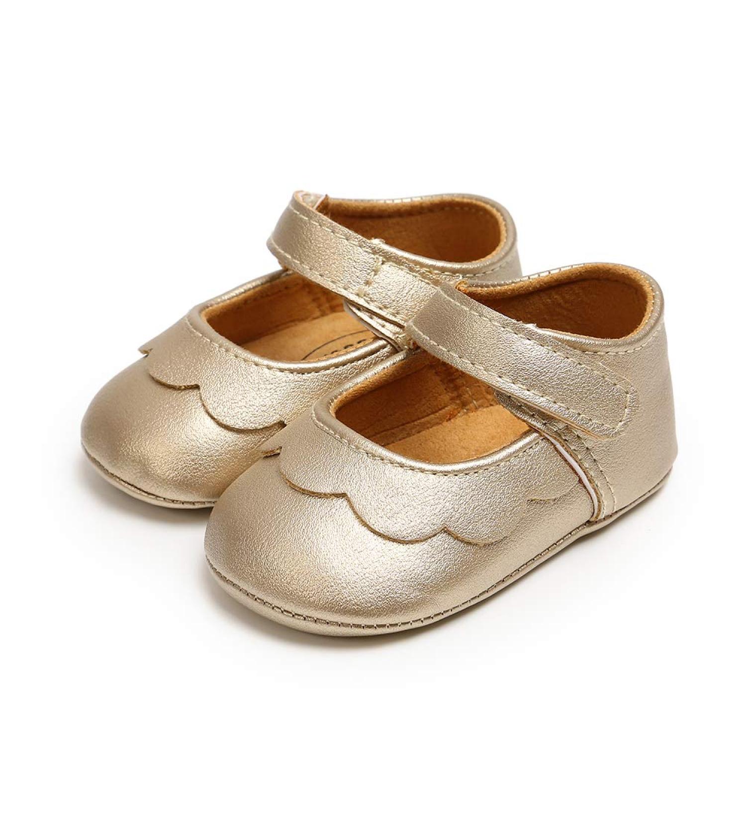 MASOCIO Baby Girl Mary Jane Shoes | Anti-Slip First Walking Shoes 12-18 Months | Gold - Buy Online on GoSupps.com
