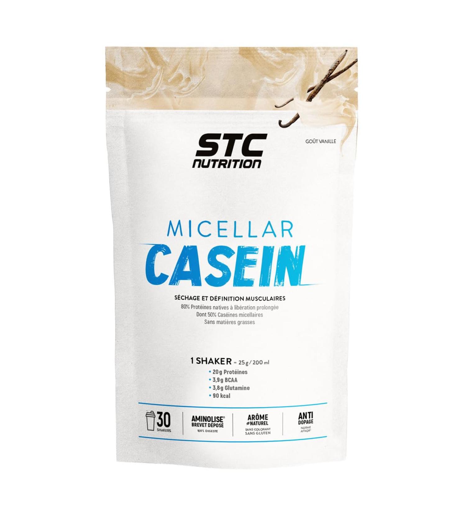 STC NUTRITION - Micellar Casein - Powder preparation for drink rich in protein BCAA glutamine - Muscle drying & definition - 100% Digest - 30 Shakers - 750g - Buy Online on GoSupps.com