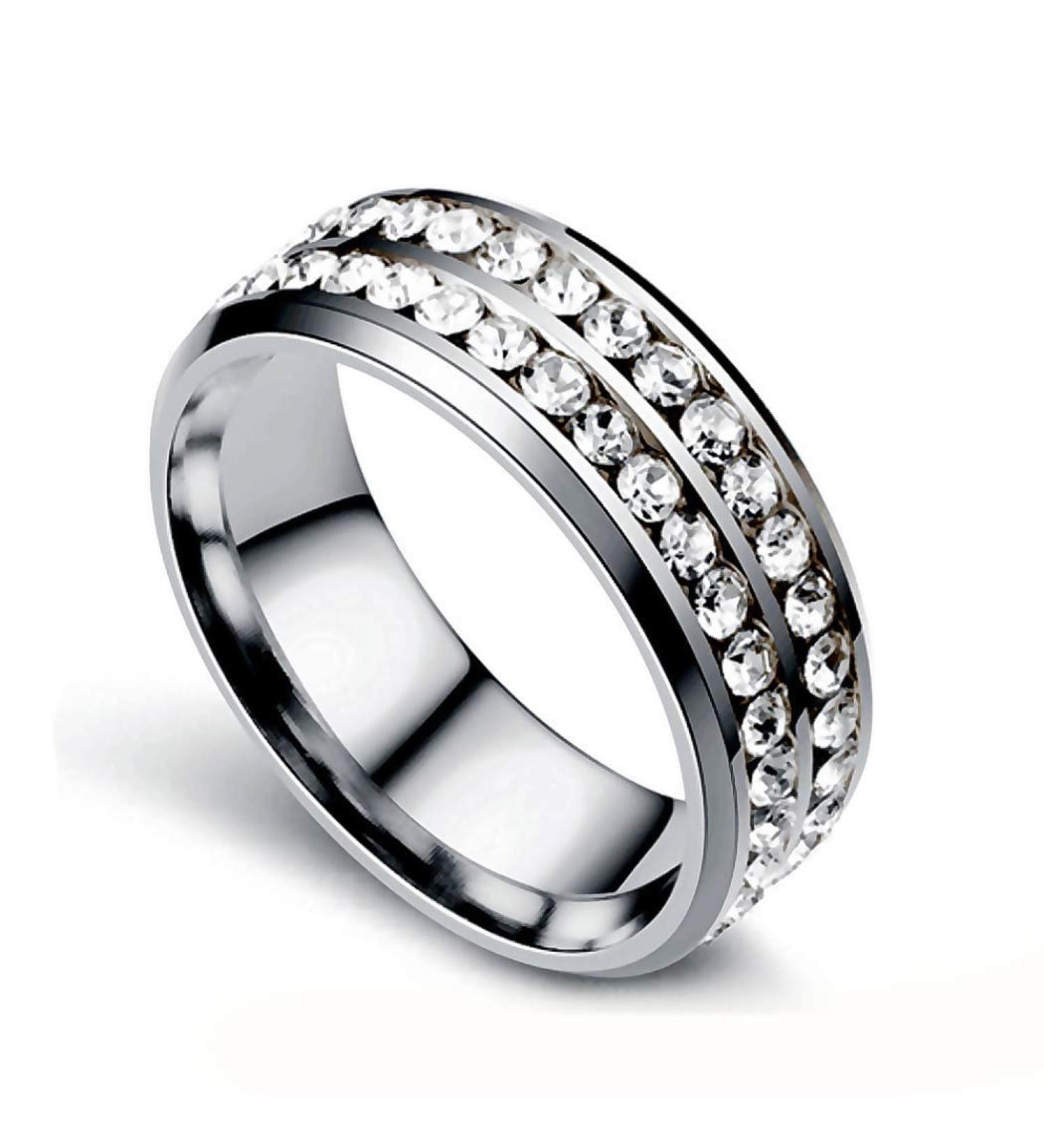 VanSP Fashion Titanium Steel Double-Row Drill Ring - Magnetic Weight Loss and Fat Burning Slimming Finger Ring (Silver, Size 10) - Buy Online on GoSupps.com