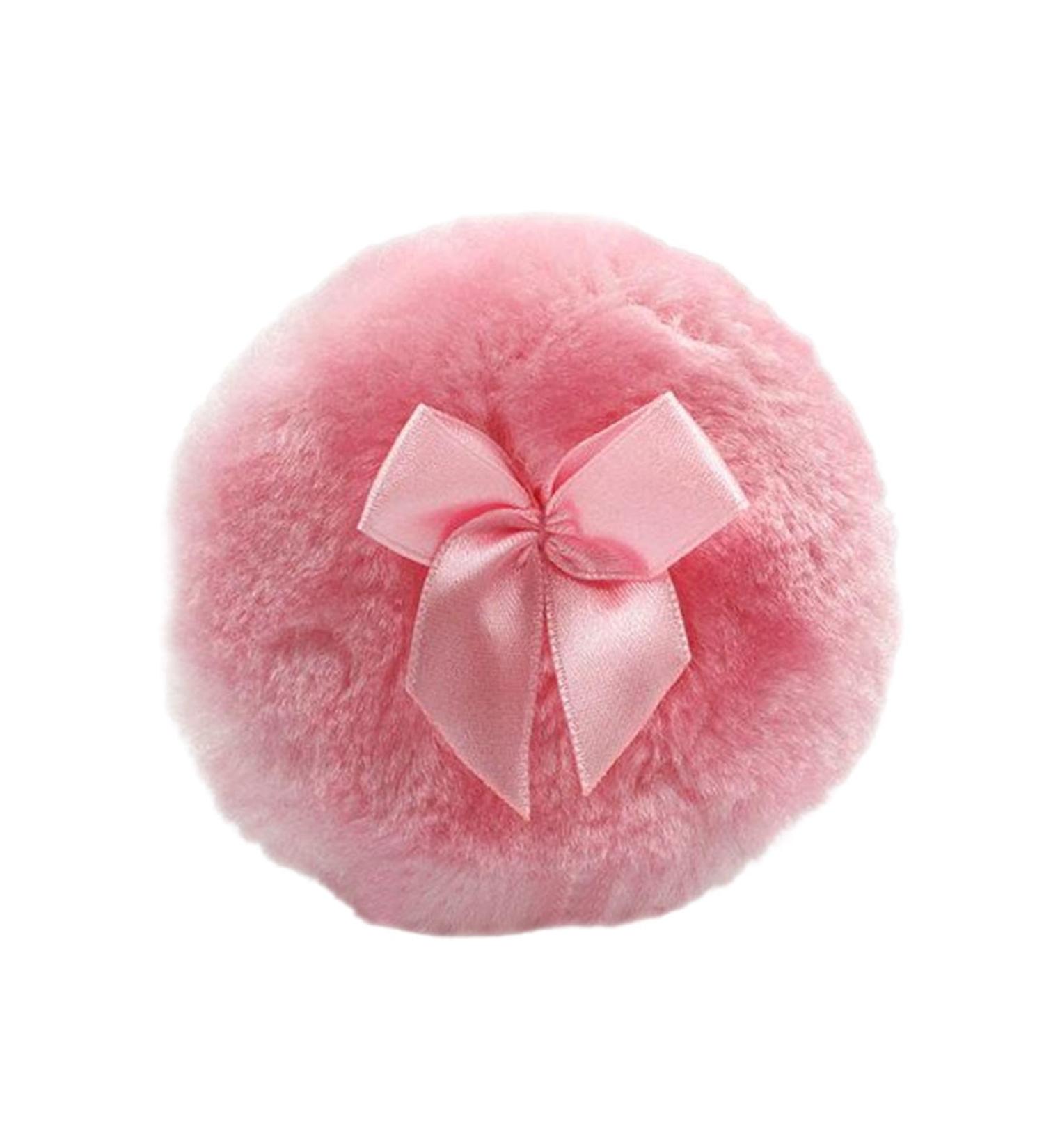 Baby Powder Puff | Round Face Powder Puff with Ribbon Bow Dry Makeup Tool for Home Travel Use Body Powder Applicator for Baby Kid Adult Pink - Buy Online on GoSupps.com