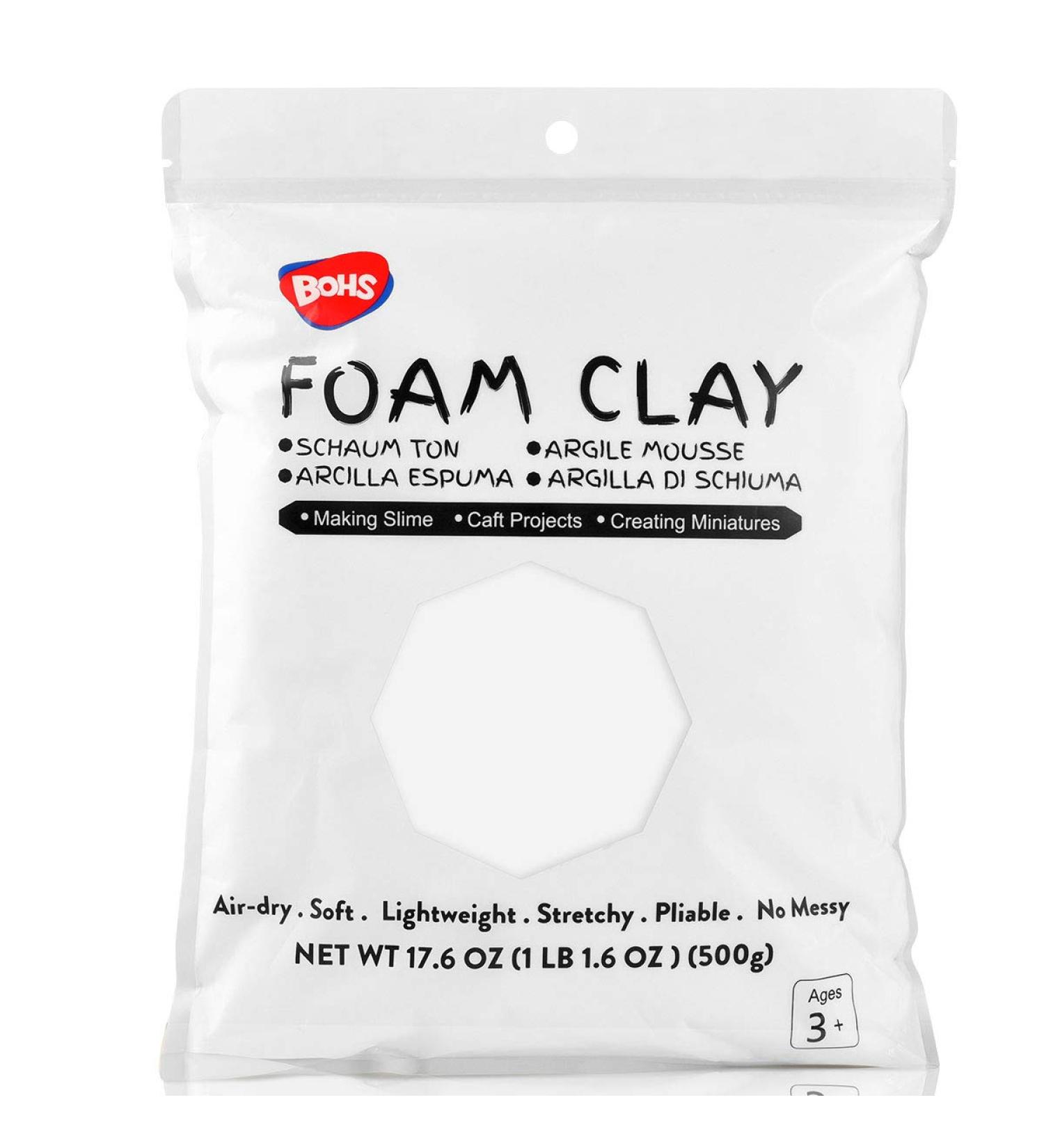 BOHS White Modeling Foam Clay - Squishy Soft Air Dry - 1.1 Lbs/ 500 Grams - Buy Online on GoSupps.com