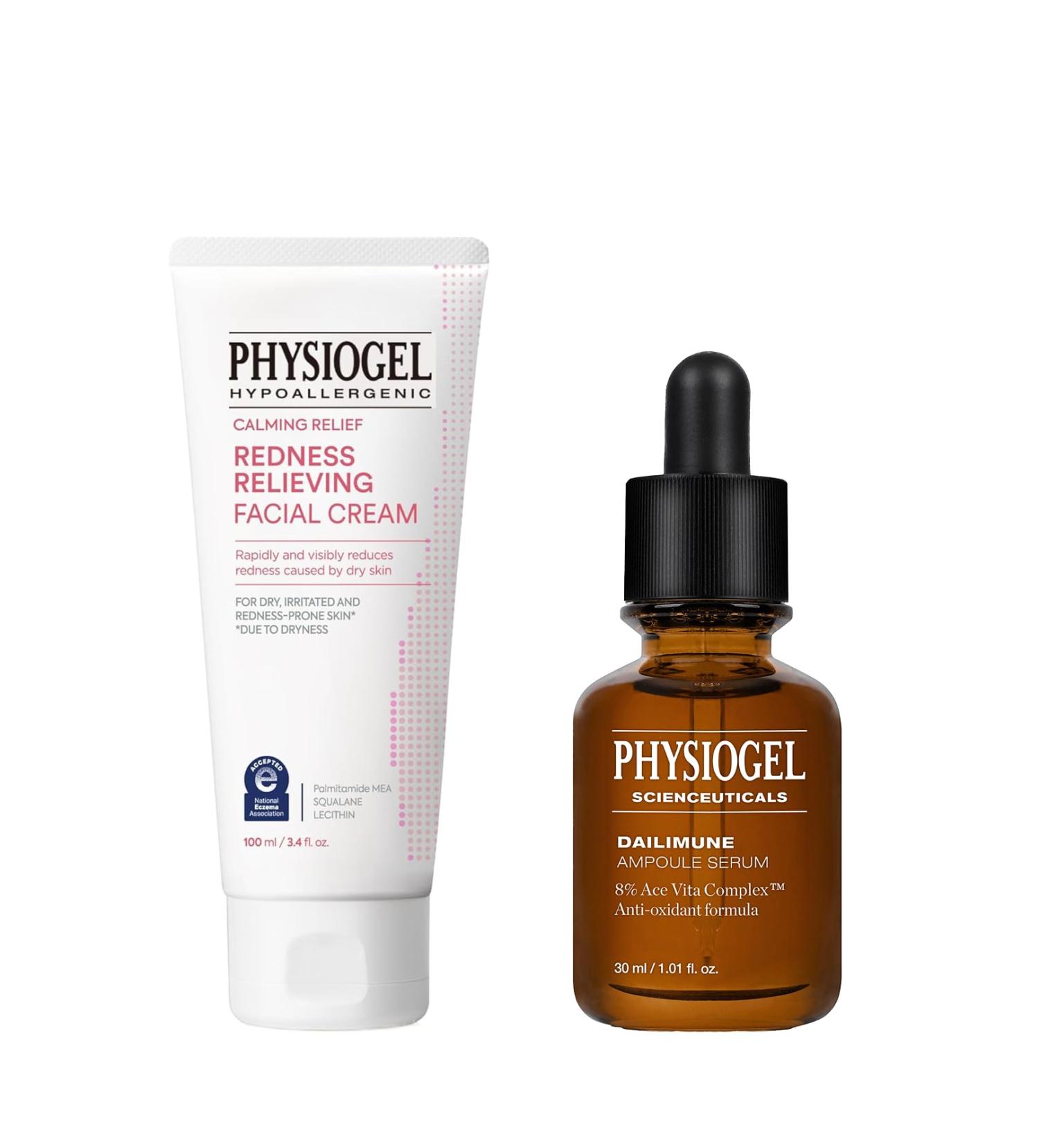 Physiogel Moisturizer Cream and Ampoule Vitamin C Face Serum Korean skin care Reduces Redness in just 3 days Hydration for Dry & Sensitive Skin Soothing & Hydrating Serum. - Buy Online on GoSupps.com