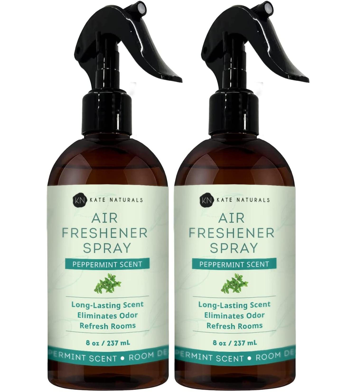 Kate Naturals Peppermint Air Freshener Spray (2 Pack) - Odor Eliminator & Fabric Refresher with Essential Oils for Pillows, Linen, and Room - Minty Fresh Aroma - Buy Online on GoSupps.com