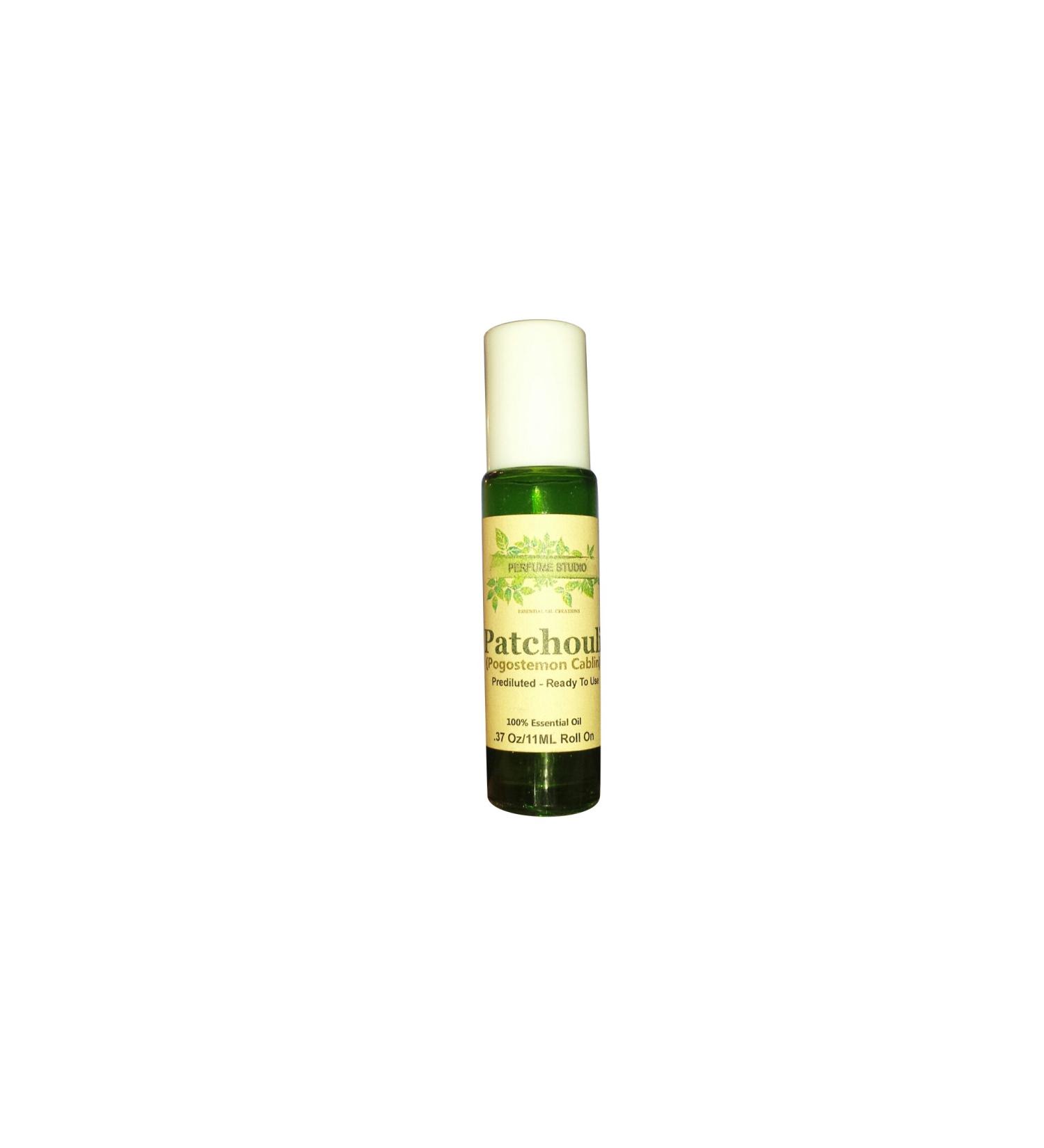 Patchouli Essential Oil Roll On. Ready to Use Prediluted Essential Oil 100% Pure in a 11 ml Green Glass Bottle (Pogostemon Cablin Aromatherapy Oil)