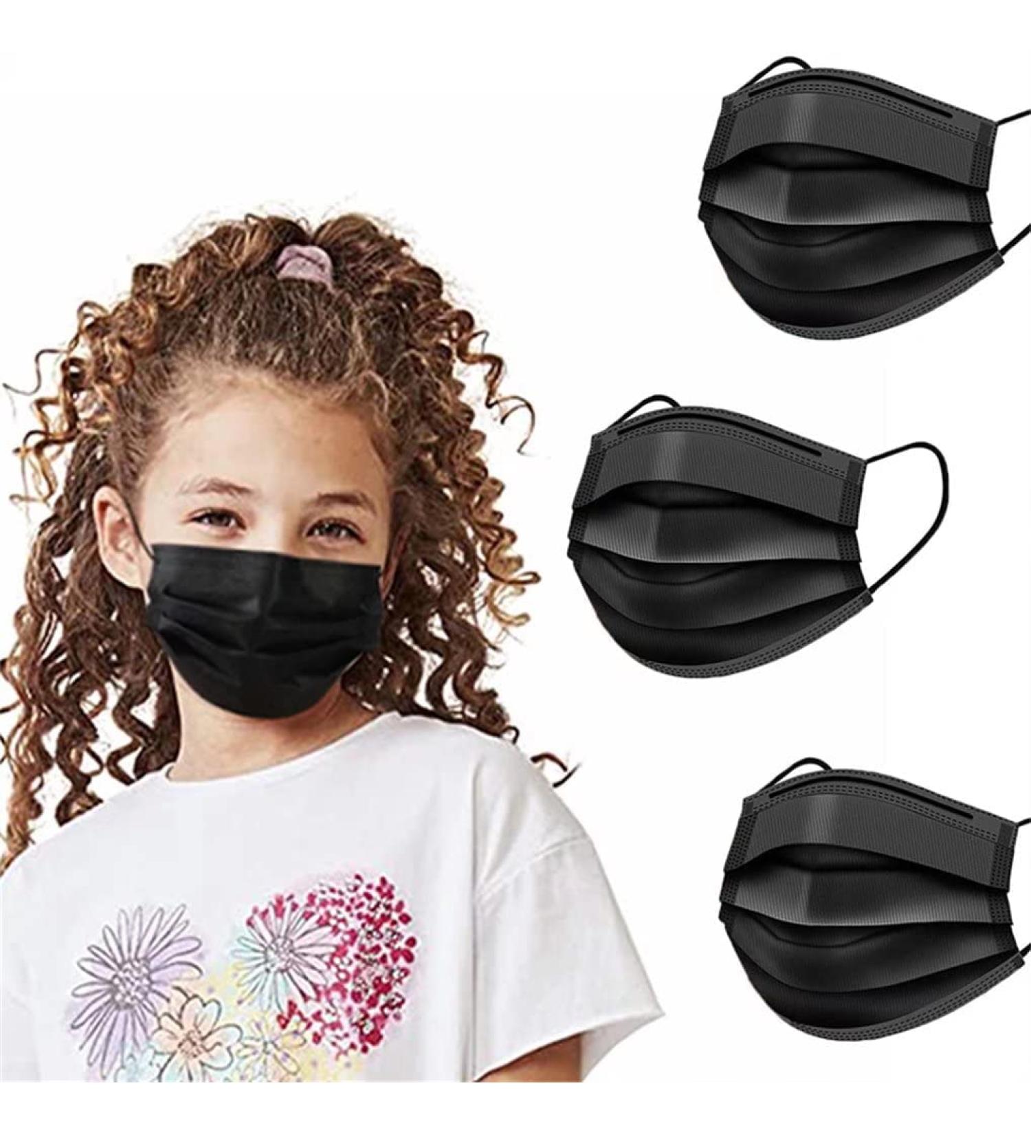Icoolio Kids Medical Masks - 50 Pack Black Children's Face Masks Type II R | Mouth & Nose Protection - Buy Online on GoSupps.com