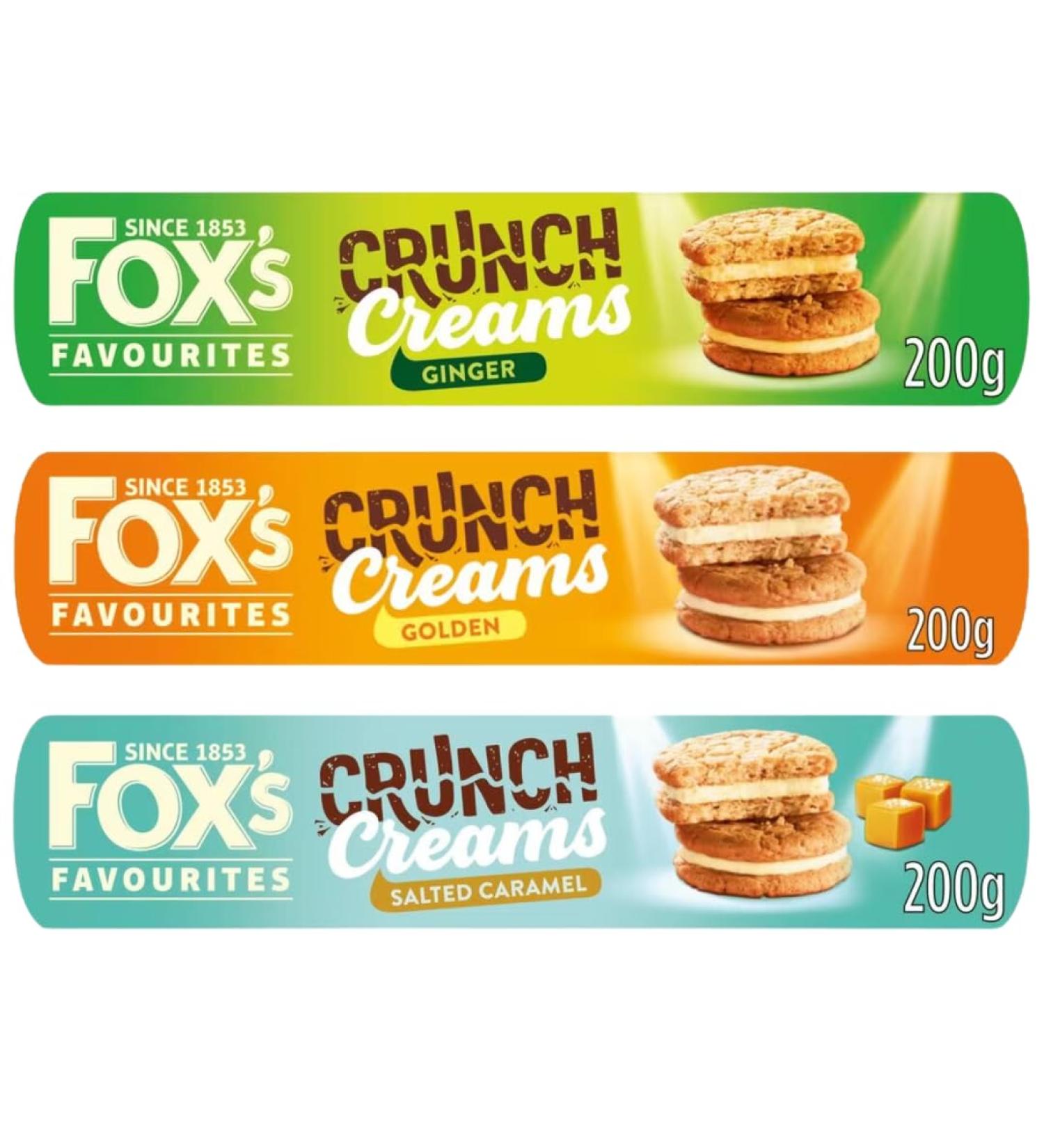 Biscuit Cream Bundle With Fox's Ginger Crunch Creams Biscuits 200g Golden Crunch Creams Biscuits 200g and Salted Caramel Crunch Creams Biscuits 200g (3 Pack) - Buy Online on GoSupps.com
