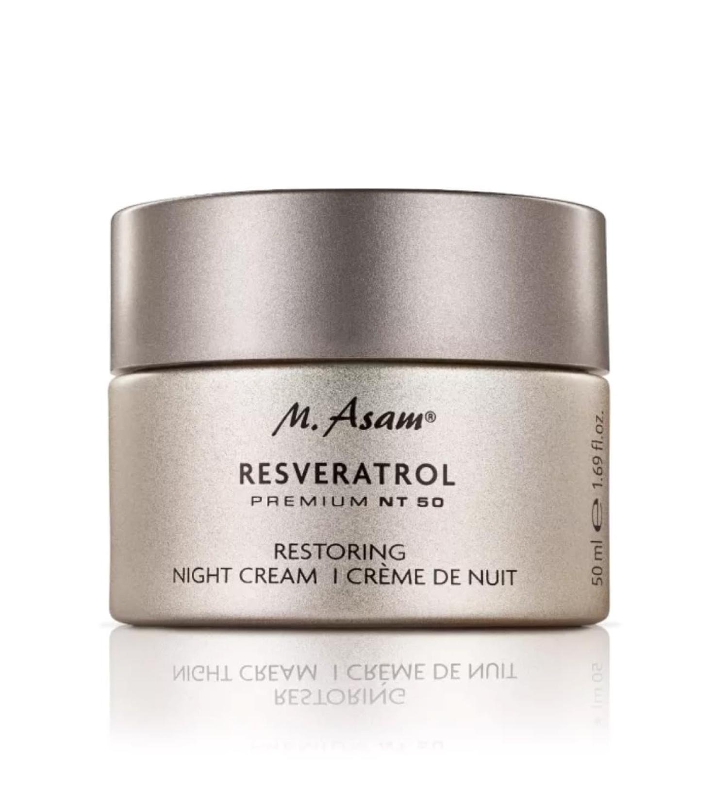 M. Asam RESVERATROL PREMIUM NT50 Regenerating Night Cream (50 ml) - Instant effect in one night rested smoothed and rejuvenated skin upon waking resveratrol and cross-linked hyaluronic acid
