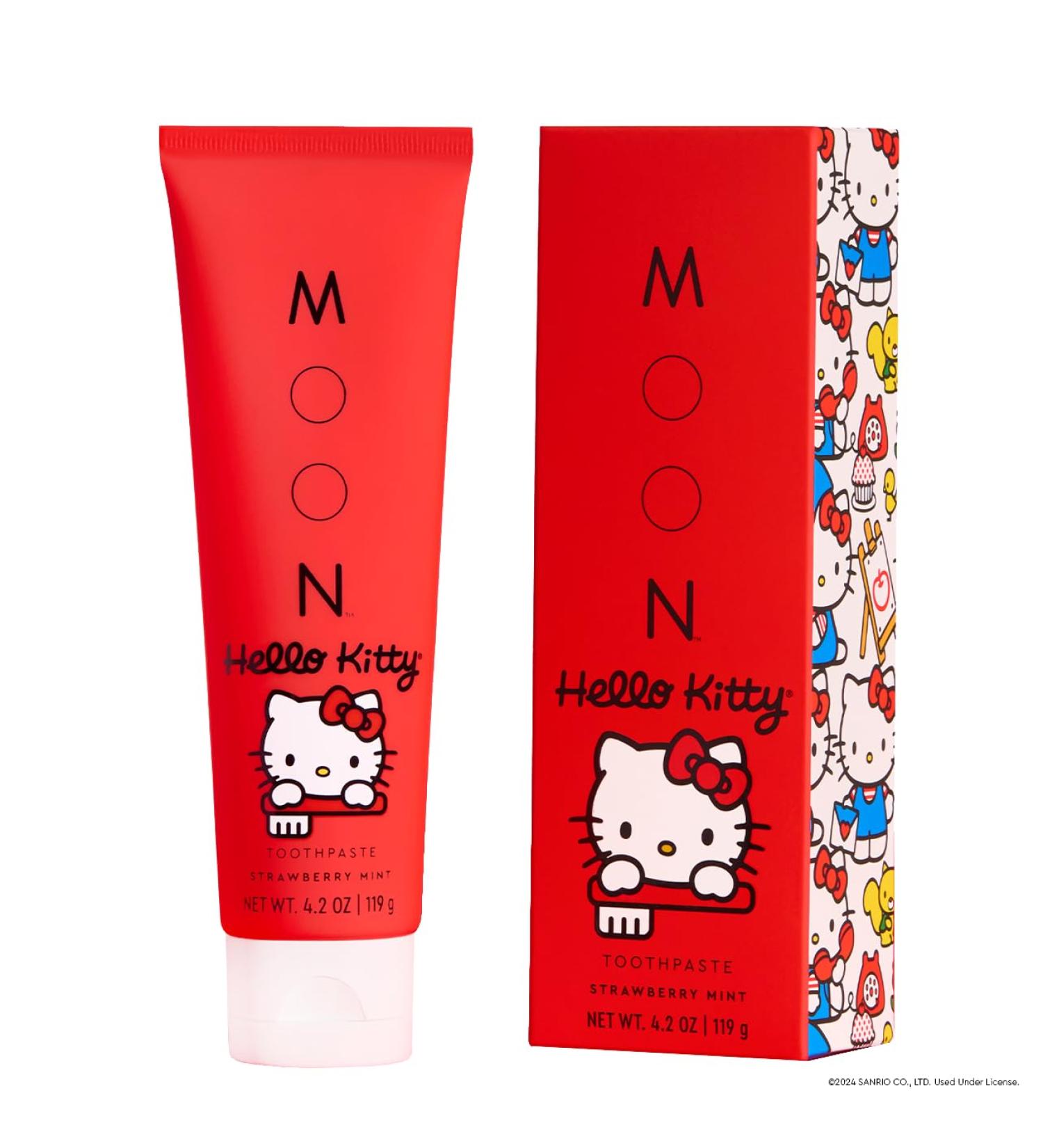 Buy MOON x Hello Kitty Pink Toothpaste - Vegan Fluoride-Free Strawberry Mint Flavor for Fresh Breath | 4.2 oz - Ideal for Adults & Kids - Buy Online on GoSupps.com