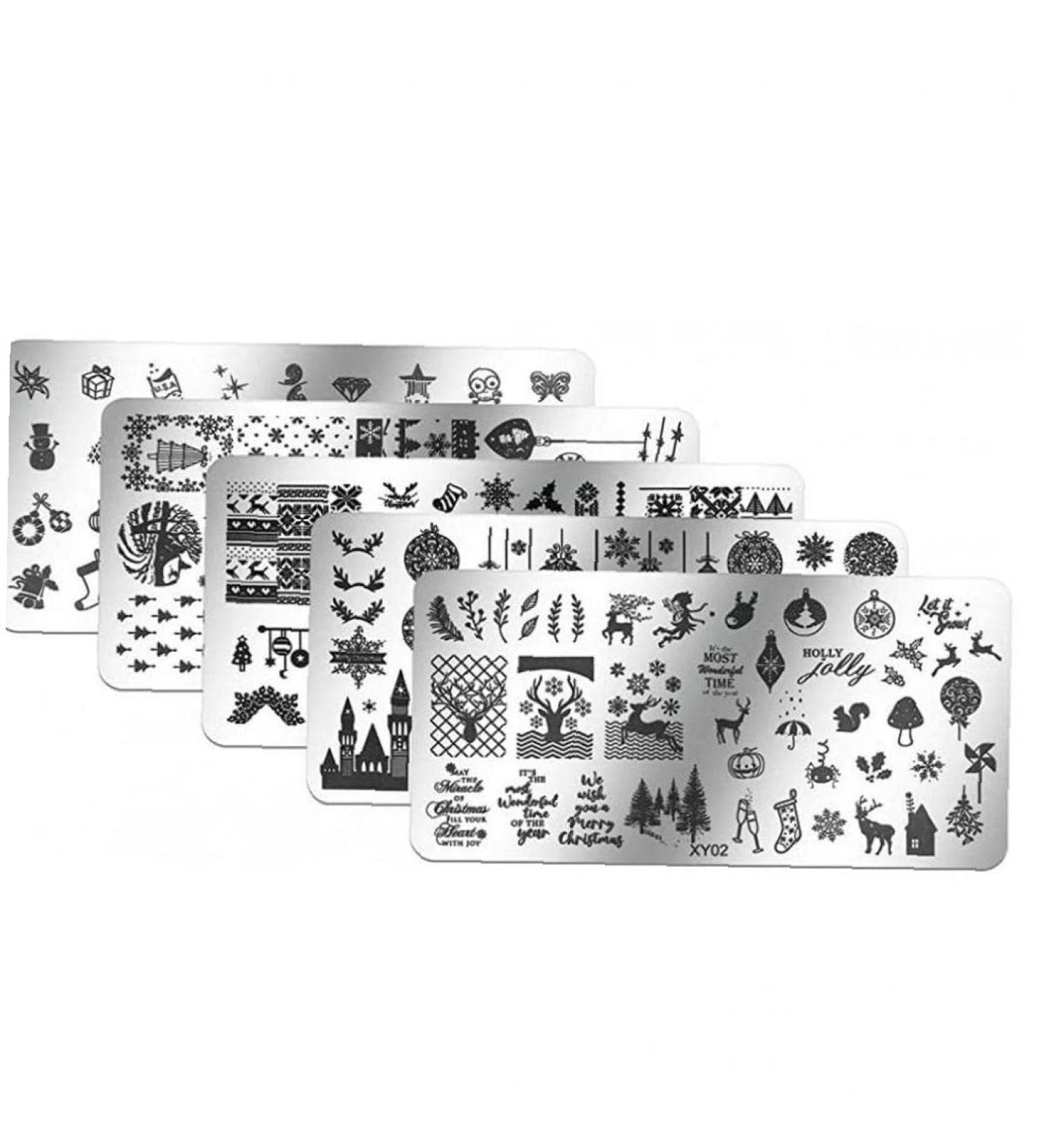 Zonster 6-Piece Nail Art Stamping Plates Set - Christmas Tree Deer & Snowflake Designs for Festive Nail Designs - Buy Online on GoSupps.com