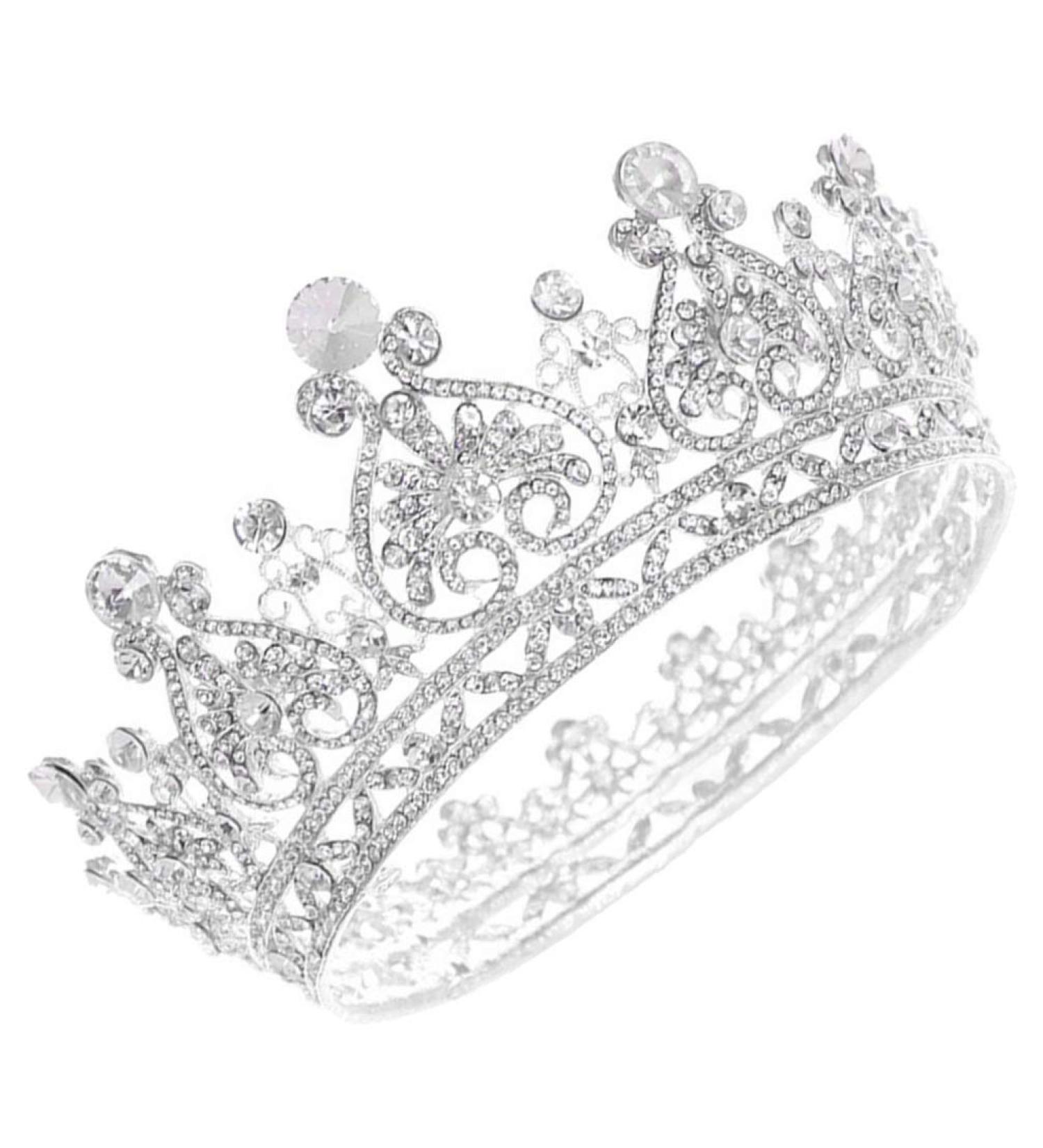 FRCOLOR Rhinestone Crystal Crown Tiara - Elegant Bridal Hair Accessories for Weddings Pageants Birthdays & Proms (Silver) - Buy Online on GoSupps.com