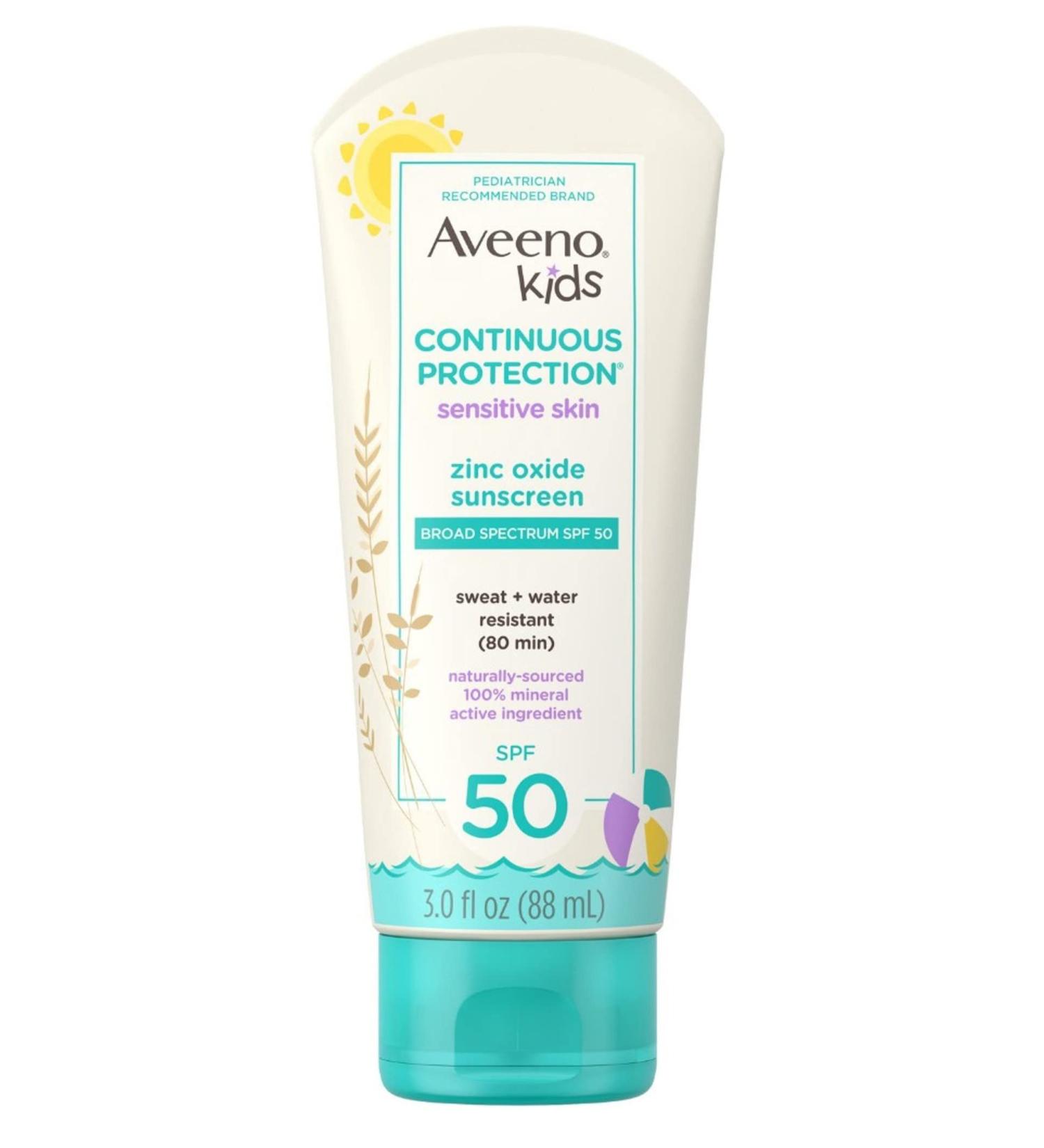 Aveeno SPF 50 Kids Sensitive Skin Zinc Oxide Sunscreen 3oz (88ml) - Pack of 2 - Buy Online on GoSupps.com