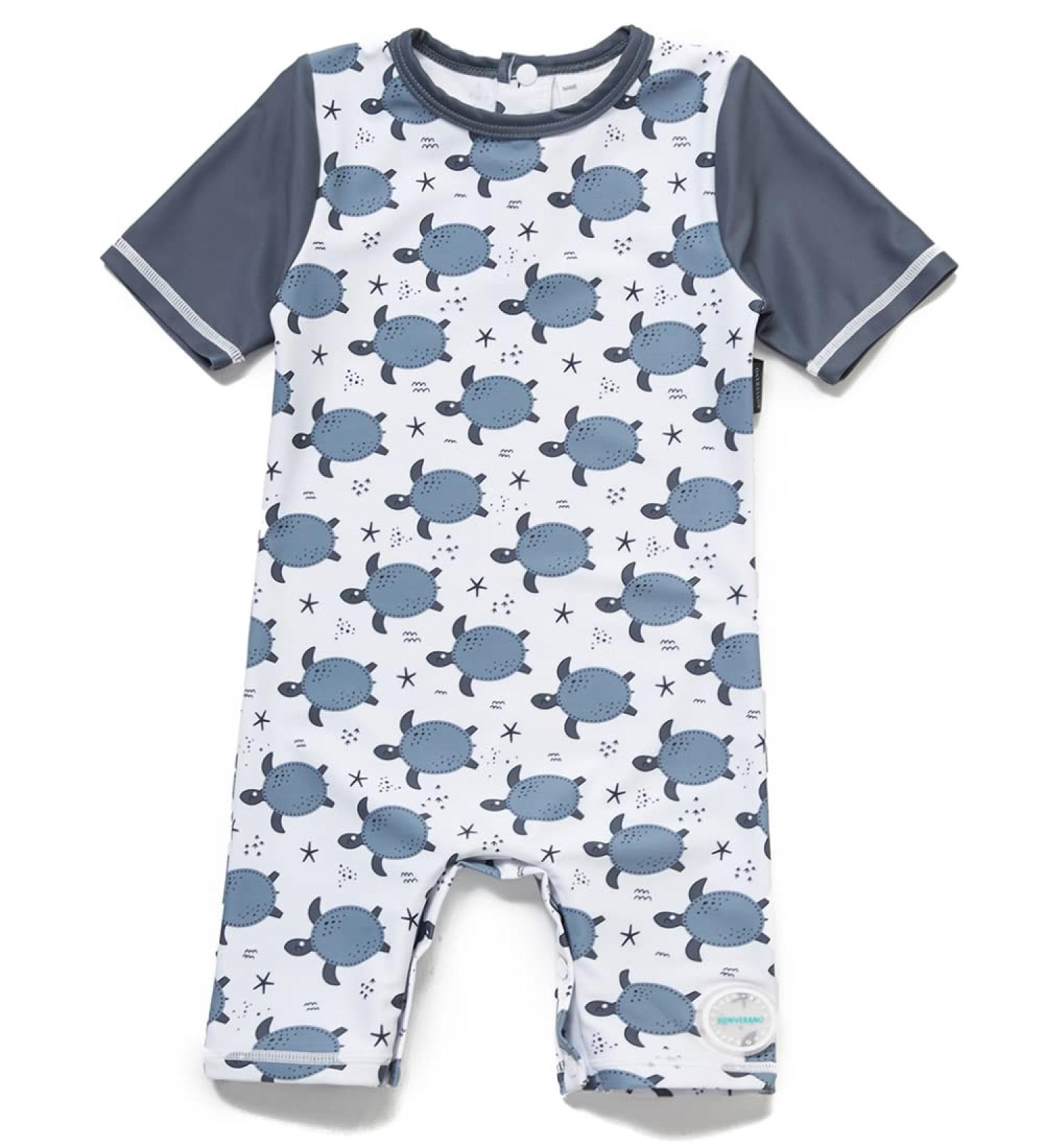 BONVERANO Baby Boy UV Protection Swimsuit 24M, Zip Front Long-Sleeved with Tortoiseshell Design - Buy Online on GoSupps.com