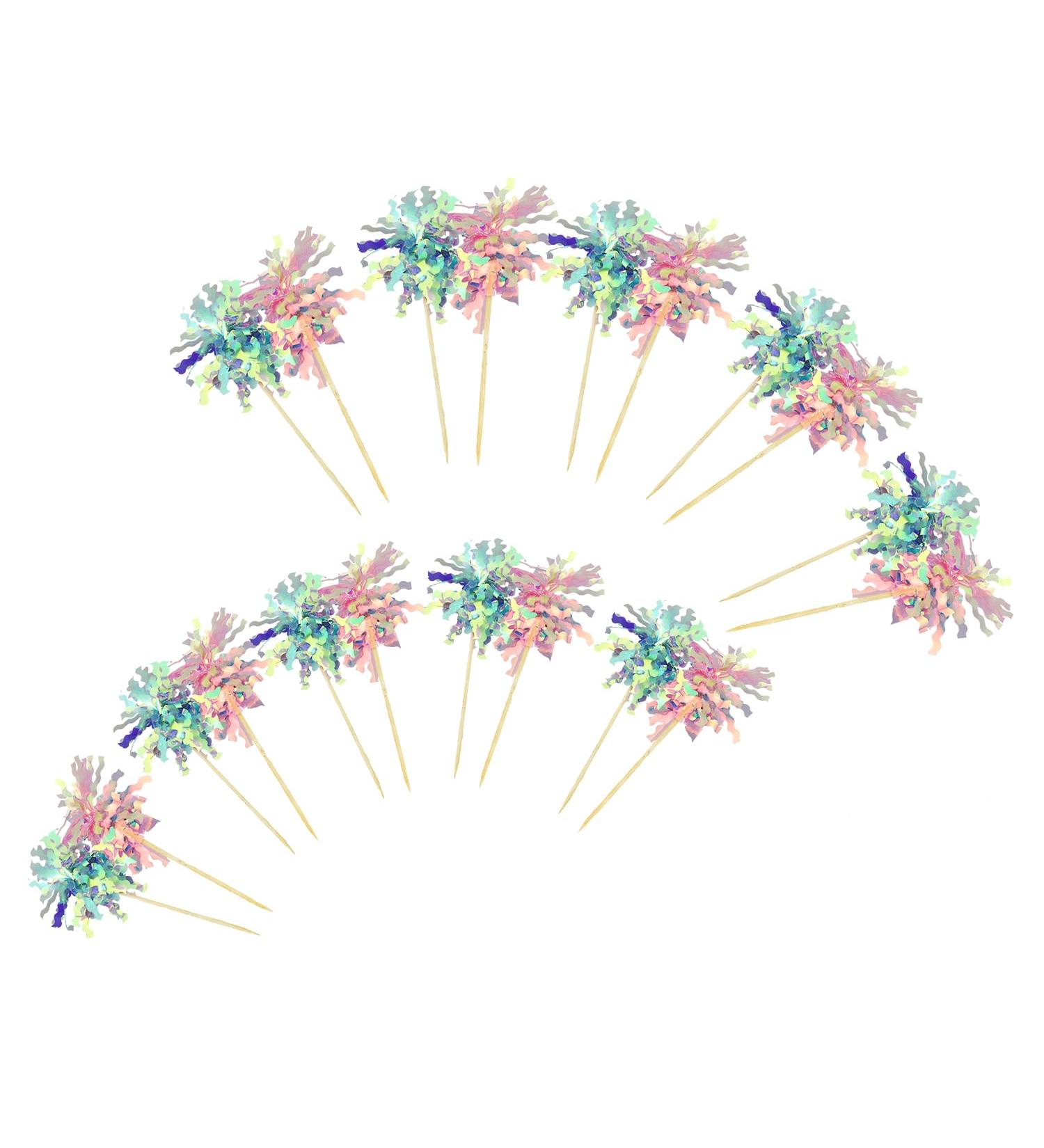 Pro Bamboo Kitchen 20PCS Firework Paper Cupcake Toppers (10 Blue 10 Pink) Foil Firework Metallic Wire Flowers for Cocktail Fruit Picks Decoration Party Supplies - Buy Online on GoSupps.com