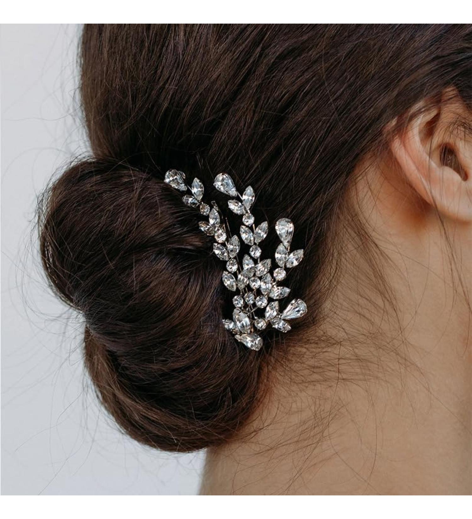 Sither Bridal Crystal Barrette for Wedding Women Crystal Hair Clip Silver Headpiece for Prom Halloween Party Hair Accessories Gift - Buy Online on GoSupps.com