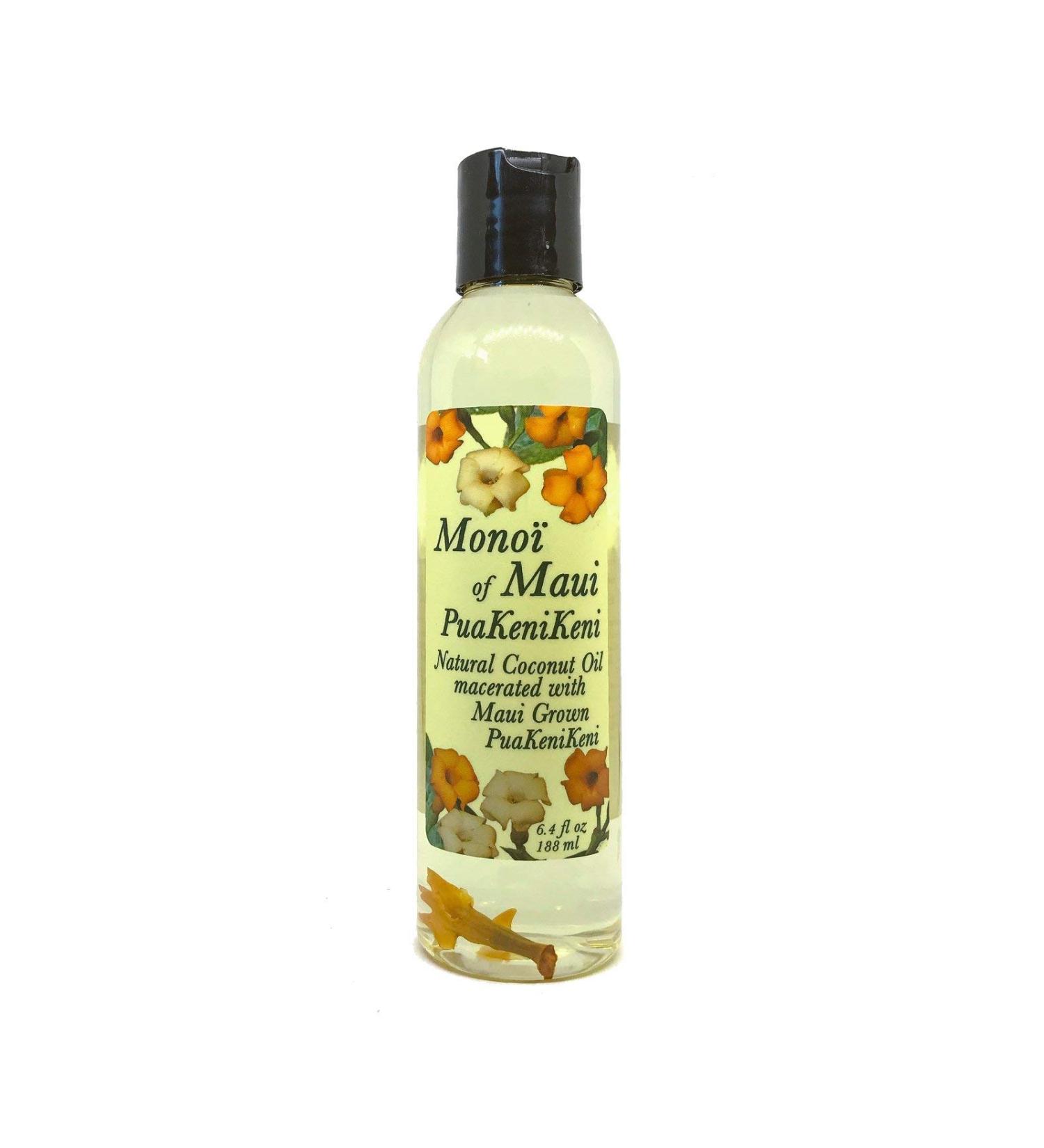 Monoi of Maui PuaKeniKeni Flower Natural Coconut Oil for Skin  Hair  Tanning  and Massage