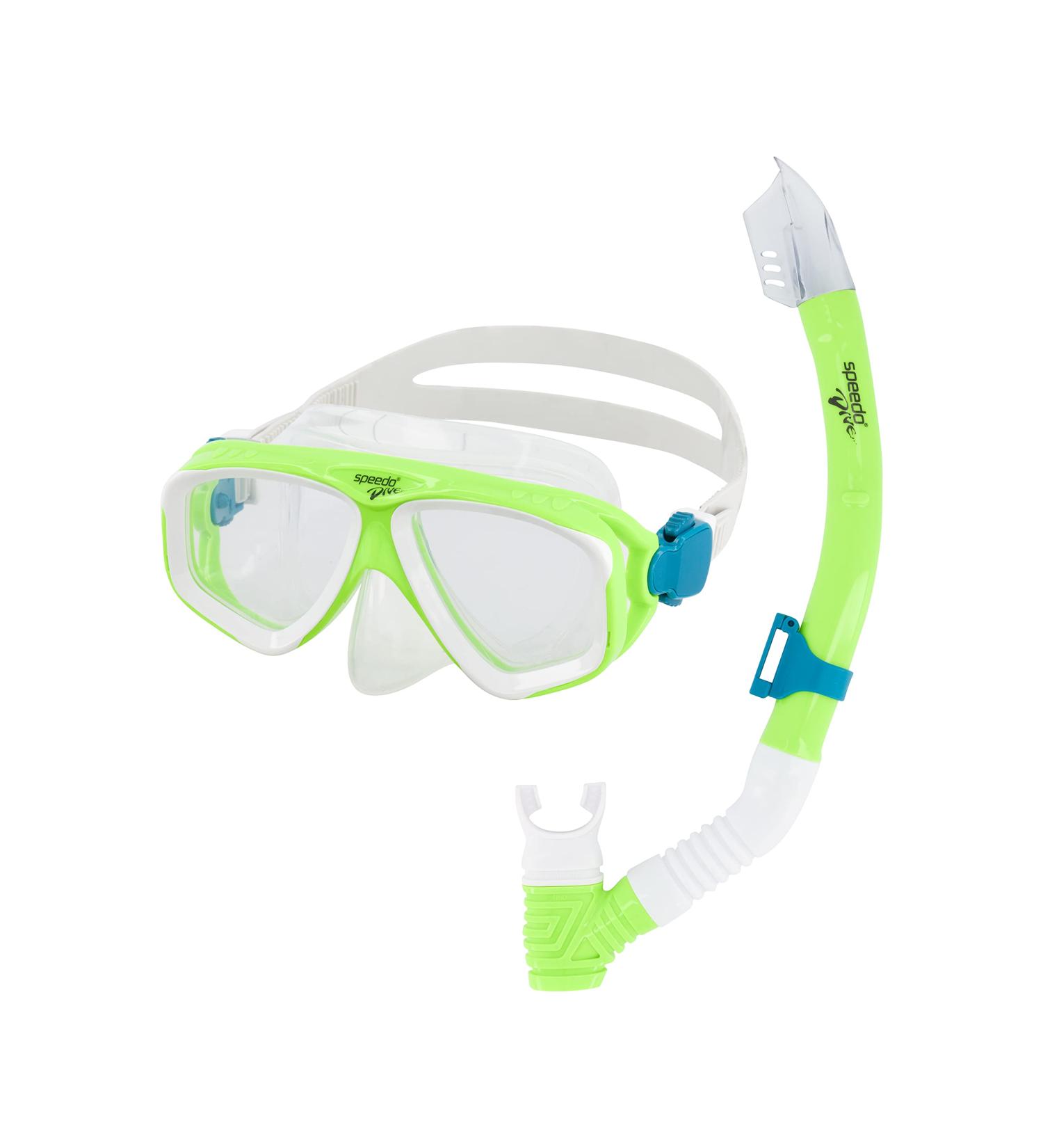 Speedo Adventure Swim Mask & Snorkel Set Junior - Green Gecko/Clear - Buy Online on GoSupps.com