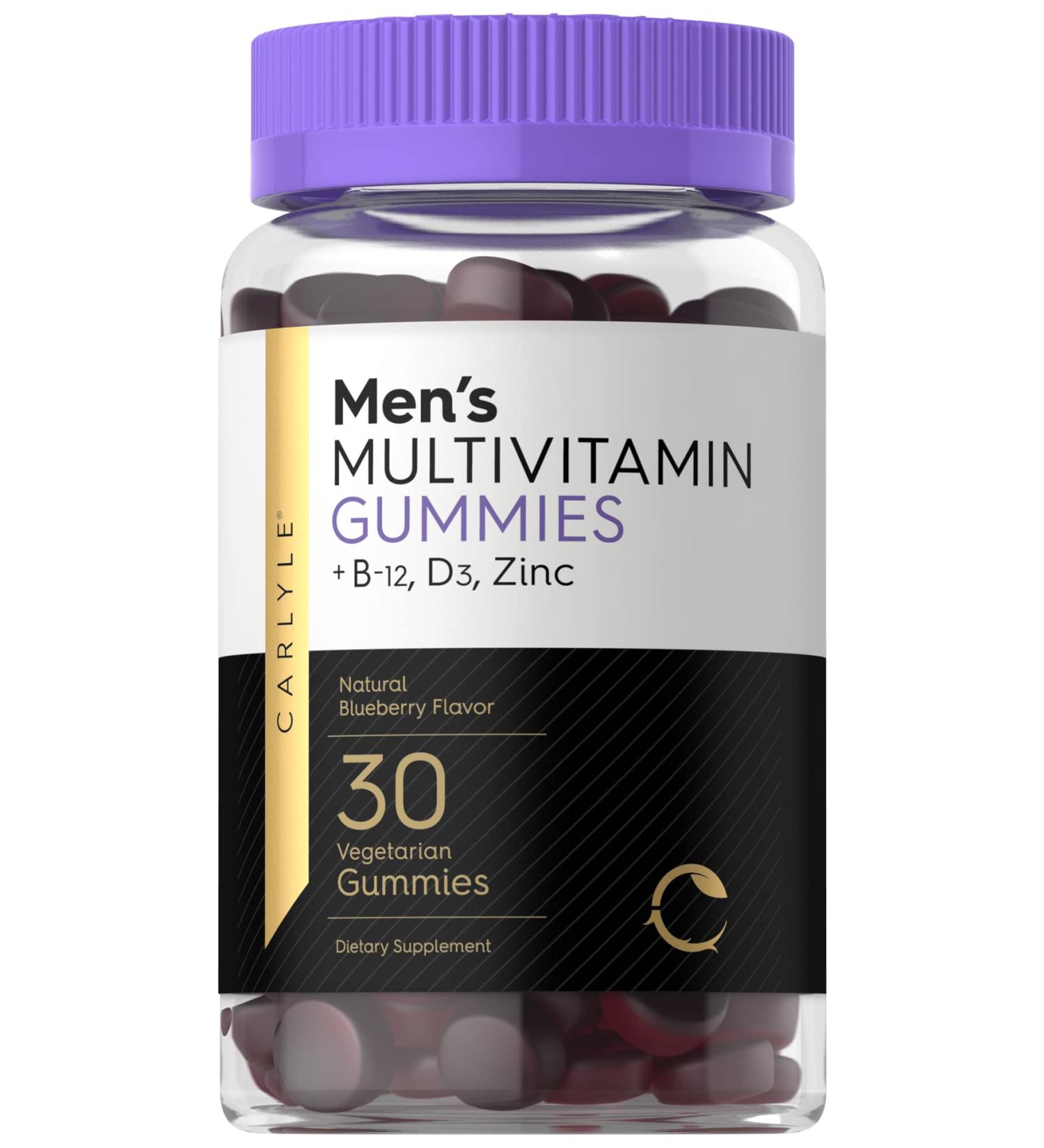 Carlyle Men's Multivitamin Gummies - 30 Count | Blueberry Flavor | B12, D3, Zinc | Vegetarian Supplement - Buy Online on GoSupps.com