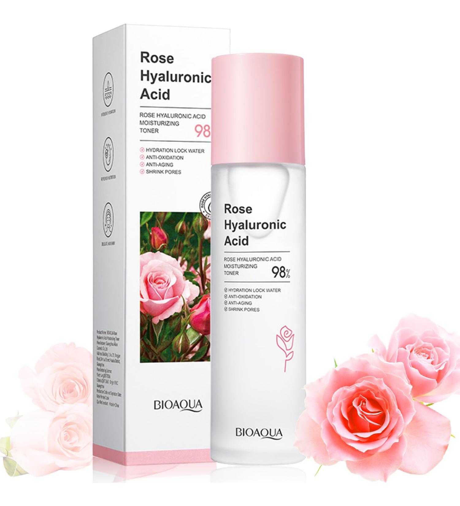 Organic Korean Rose Water Toner - Hydrating & Moisturizing | Pore Minimizer & Exfoliating | Pure Rose Water with Glycerin - 100ml - Buy Online on GoSupps.com