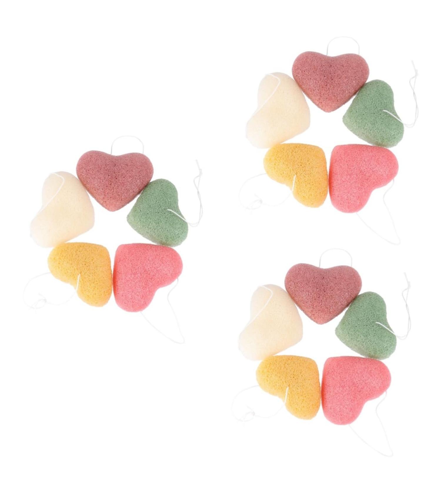 Beaupretty 15 pcs Heart Shaped Face Wash Sponges | Exfoliating Facial Cleansing Puff & Skin Scrubber | Natural Cosmetic Face Pads - 1 Count (Pack of 1 - Buy Online on GoSupps.com