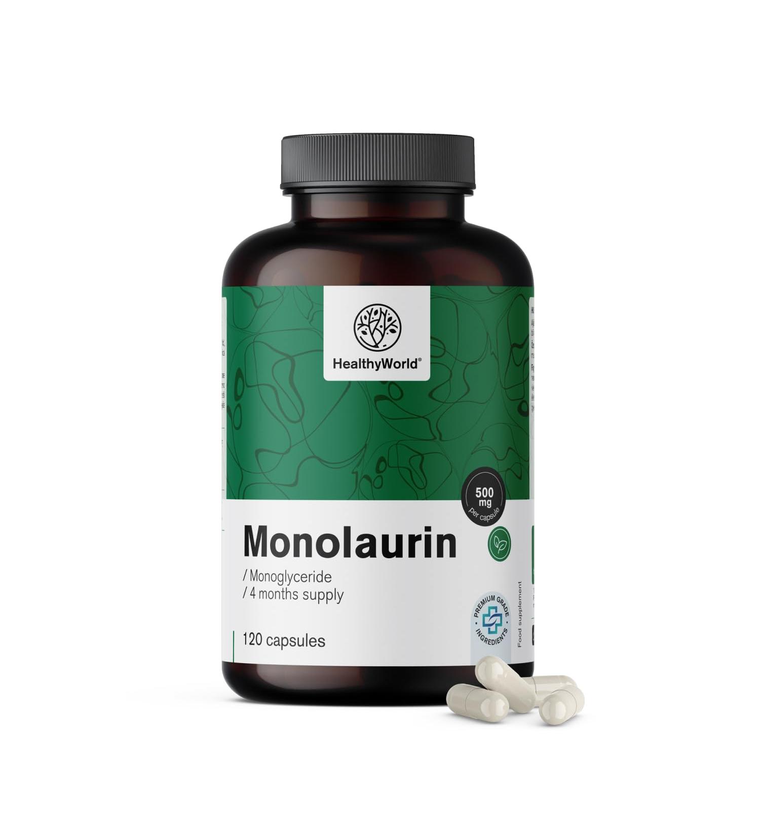 Be Healthy Group doo Monolaurin 120 Vegetable Capsules 500 mg per Daily Serving Natural Compound 4month supply Ester of Lauric Acid Body Support - Buy Online on GoSupps.com
