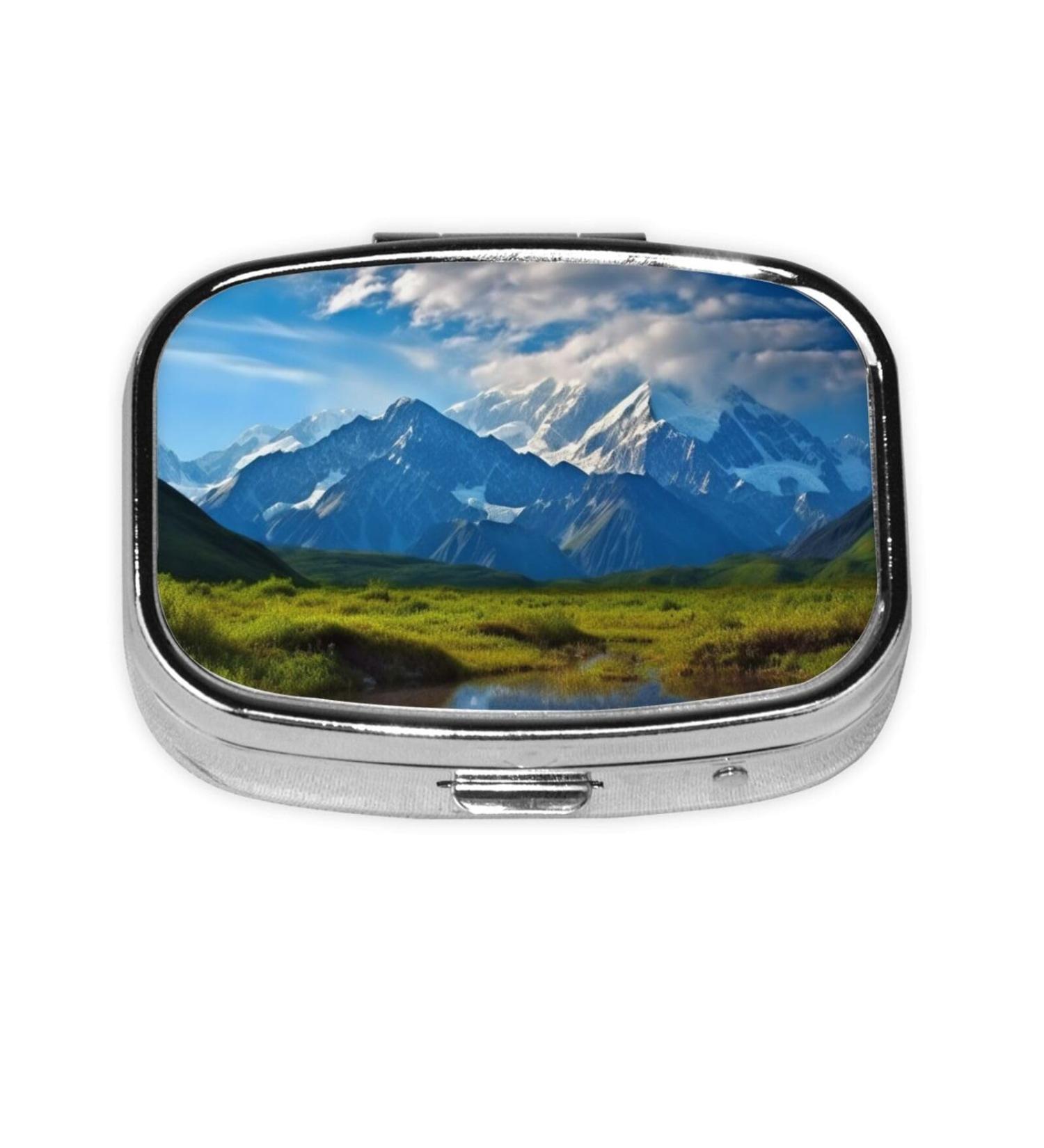 Nature Landscape Square Pill Box - Portable Travel Medicine Organizer for Easy Pill Management - Buy Online on GoSupps.com