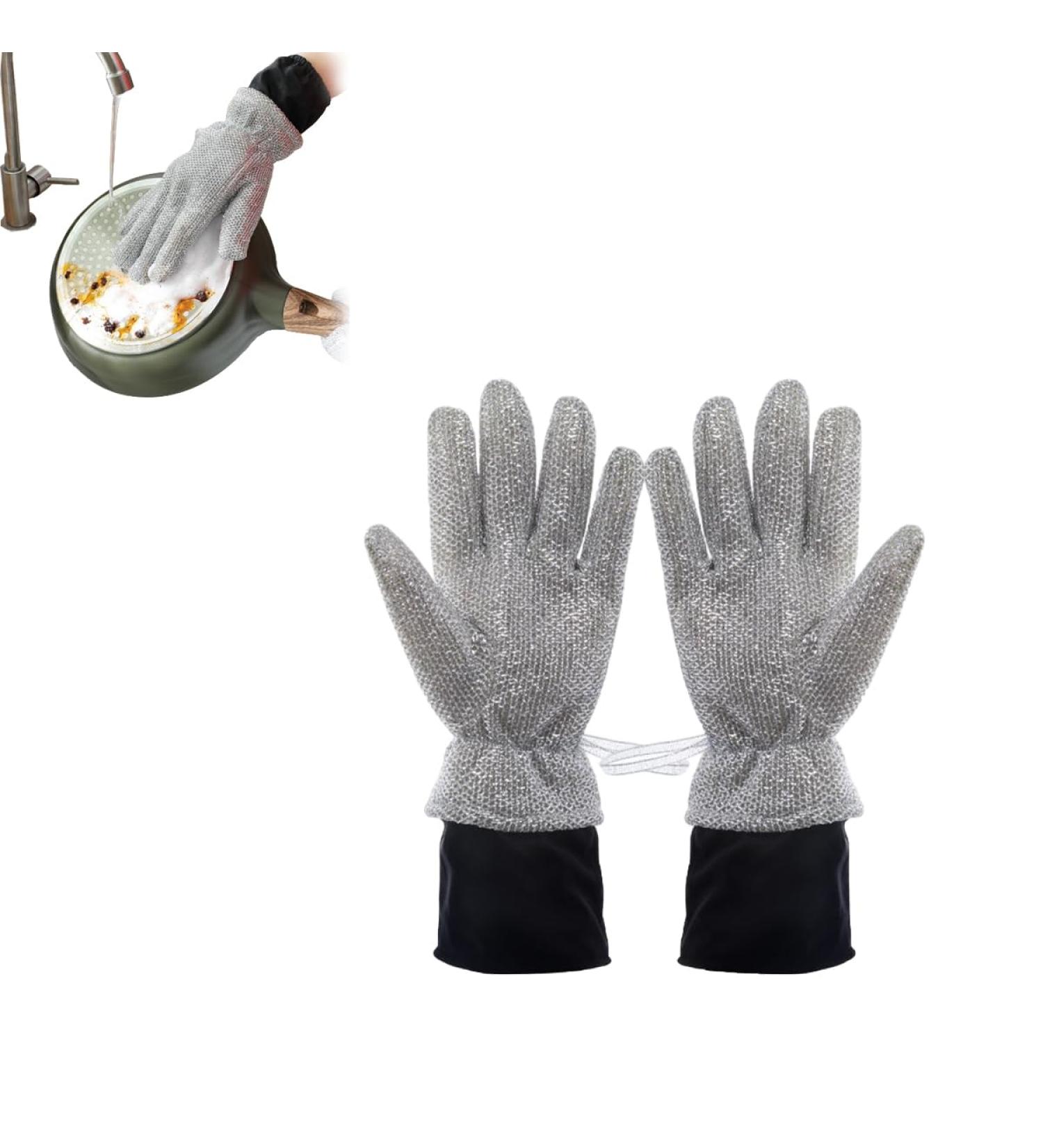 Steel Wire Dishwashing Gloves Kitchen Gloves Heat Insulation Waterproof Reusable Kitchen Gloves One Size A - Buy Online on GoSupps.com