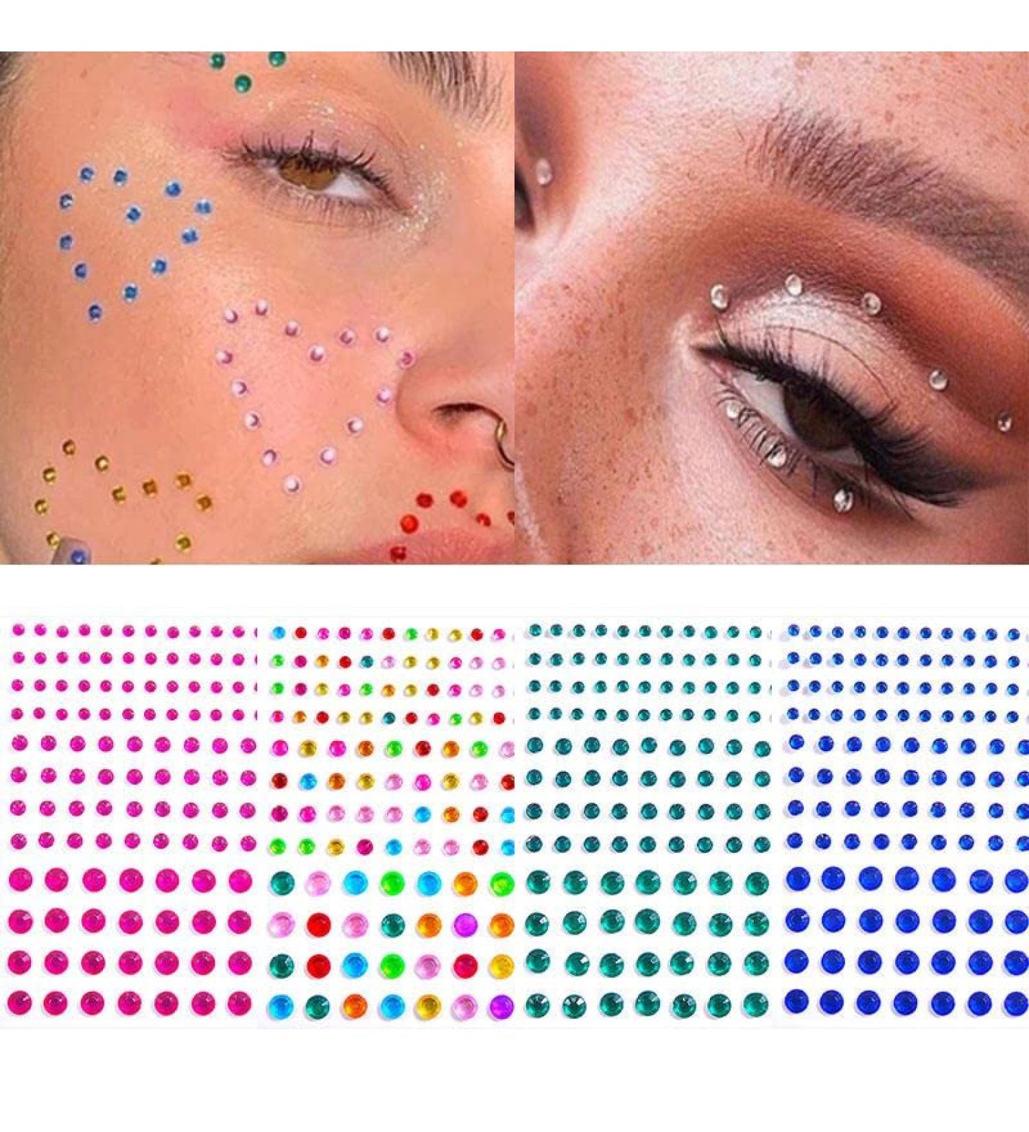 12 Sheets Self-Adhesive Rhinestone Stickers for Nail, Eye, Face & Body Makeup - Festival DIY Craft Jewels Decor - Buy Online on GoSupps.com