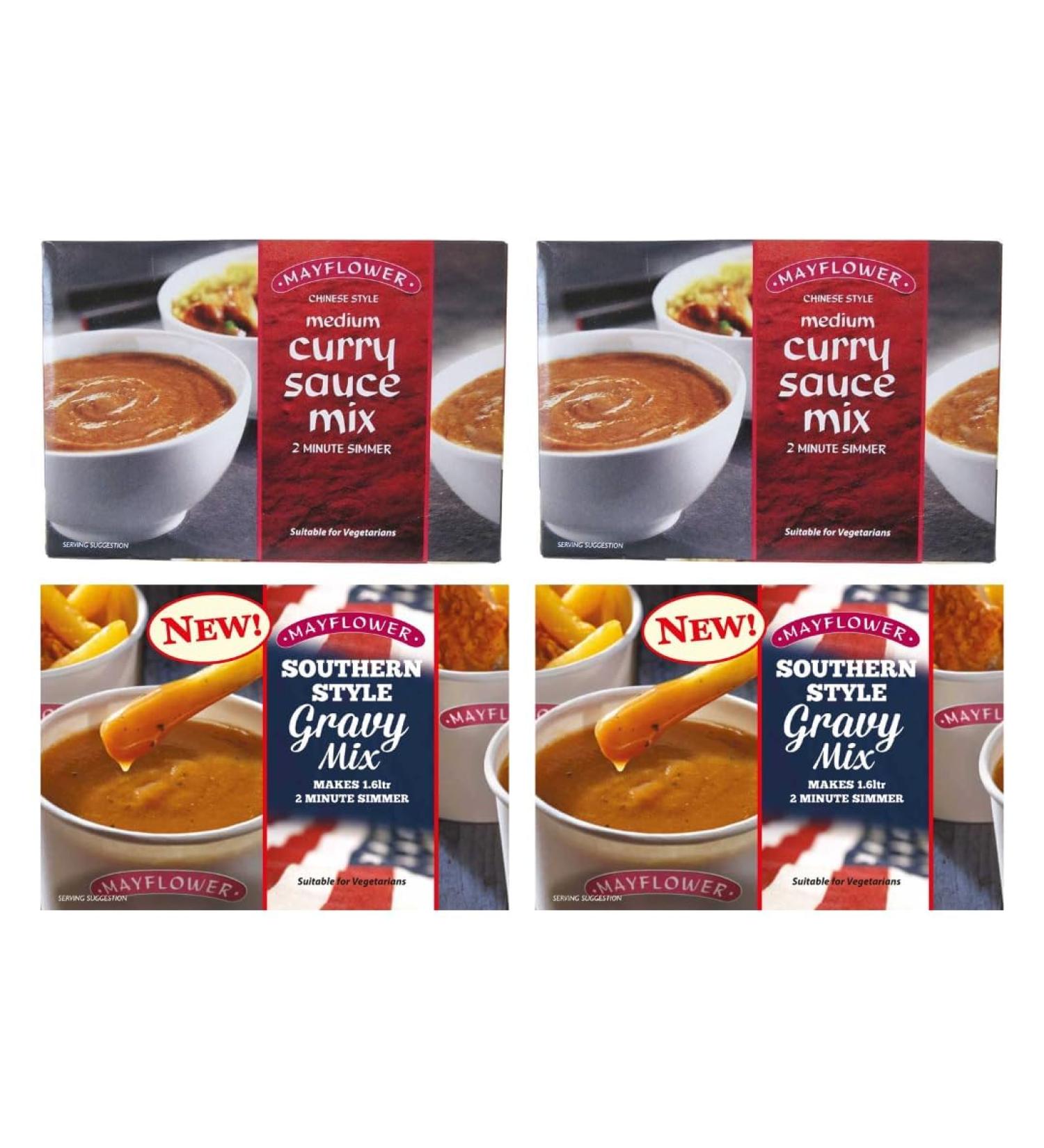 Curry Sauce Bundle Containing Mayflower Chinese Style Medium Sauce 255g x2 & Chinese Style Curry Extra Hot Sauce 255g x2 (4 Pack) - Buy Online on GoSupps.com