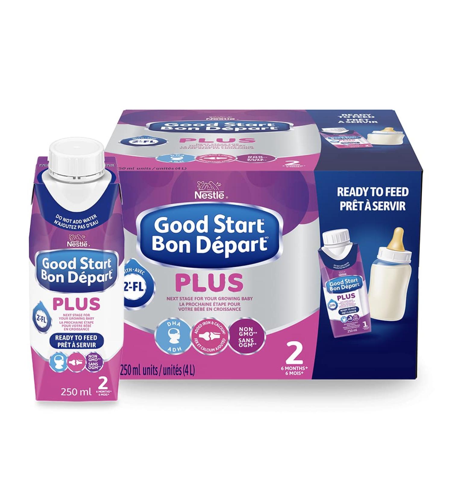 GOOD START PLUS 2 Ready-to-Feed Baby Formula For Babies 6 months plus No Mixing Added Iron & Calcium With DHA For Brain & Eye Development With 2'-FL 16x250ml 16x250ml (Pack of 1) - Buy Online on GoSupps.com