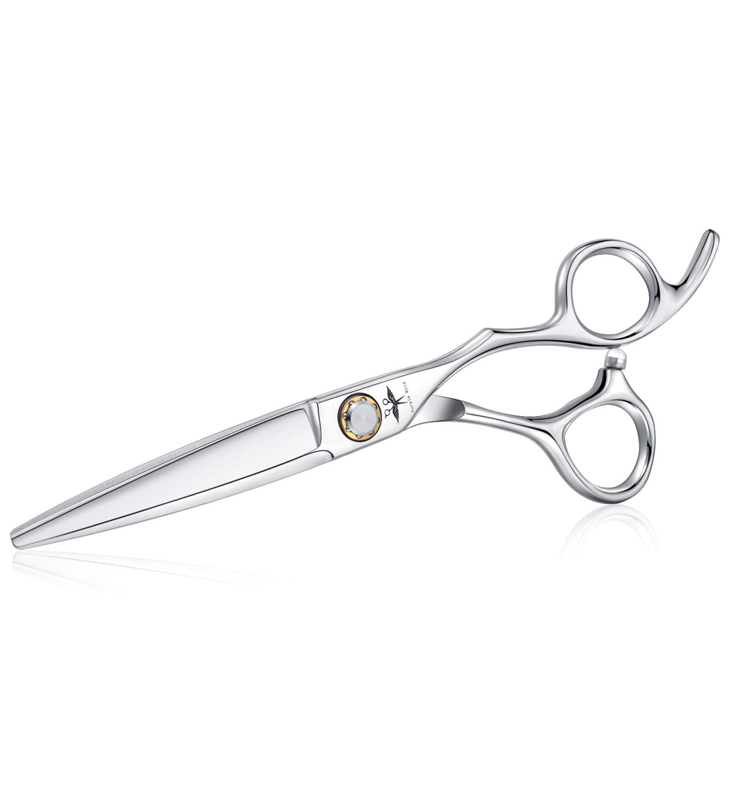 PURPLEBIRD 6 Inch Hairdressing Scissors - Professional Barber Shears with Ball Bearing Tension System - Japanese Stainless Steel - for Men, Women, and Kids - Silver Straight Design - Buy Online on GoSupps.com