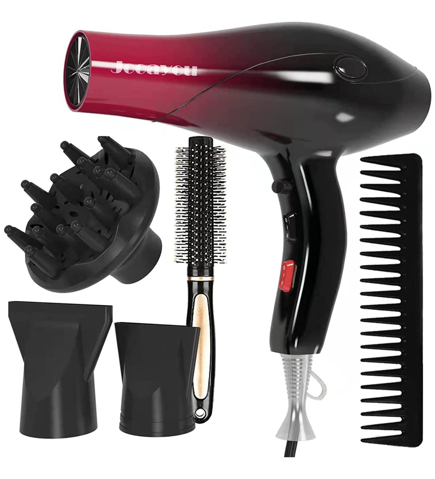 Jooayou 3000W Ionic Hair Dryer with Diffuser - Fast Drying for Women - 3 Heat, 2 Speed, Cool Button - Rose Red - Buy Online on GoSupps.com