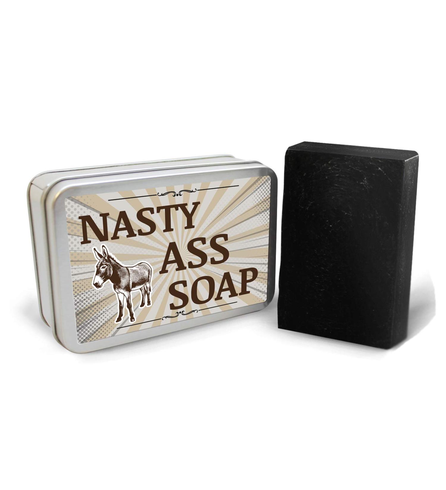 Nasty Ass Soap - Humorous Donkey Design - Handcrafted Black Soap for Men & Women - Activated Charcoal - Made in USA - International Shipping Available - Buy Online on GoSupps.com