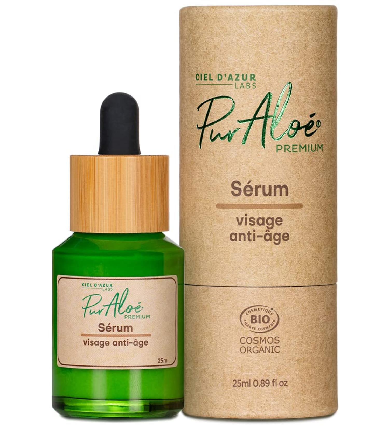 Ciel d'Azur Labs - Pur'Alo Premium Organic Anti-Aging Face Serum - Native Aloe Arborescens & Aloe Vera - Hydration and Anti-Wrinkle - Certified Organic Cosmos Organic - 98.5% Natural Origin - 25 ml - Buy Online on GoSupps.com