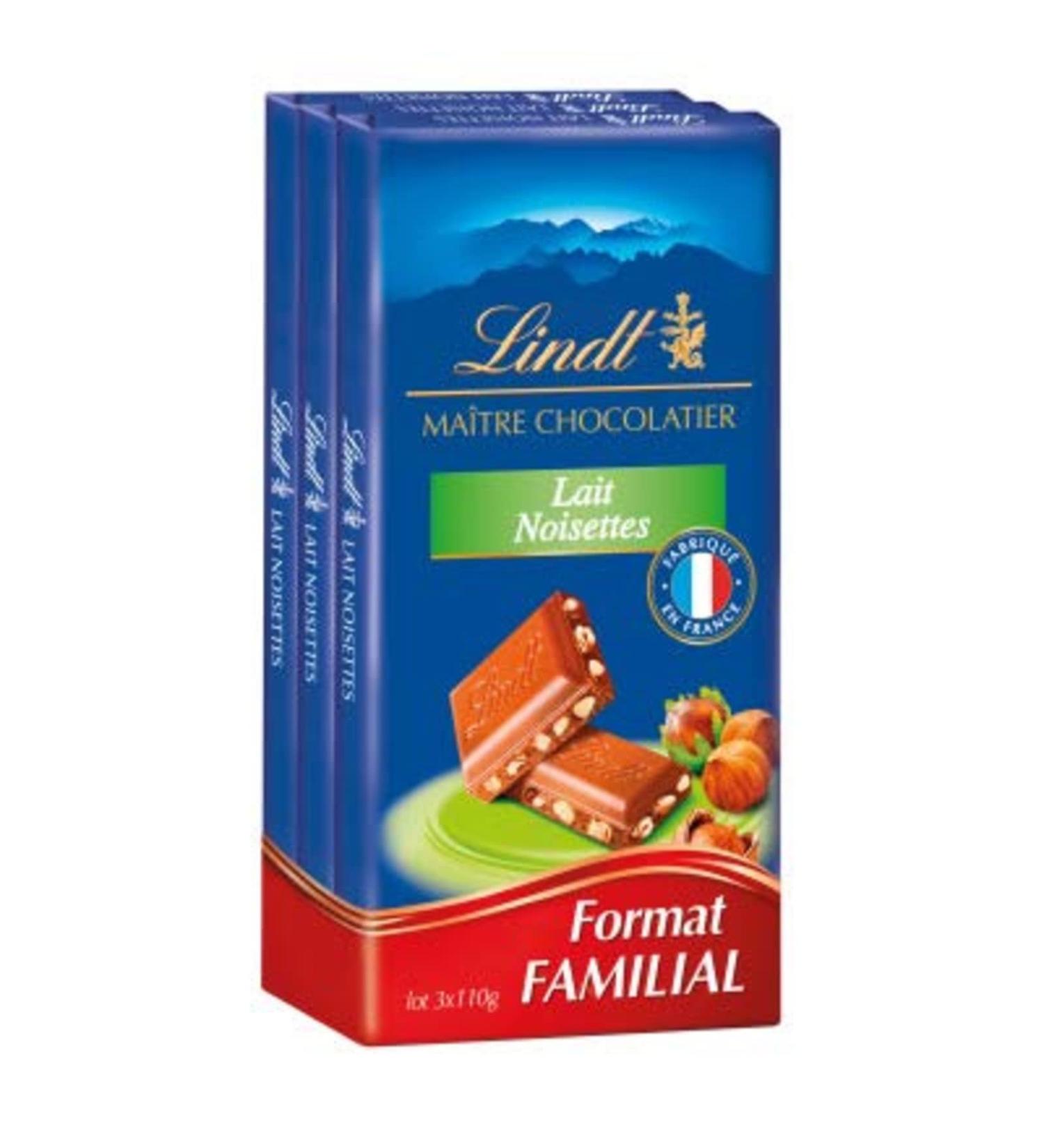 Lindt Milk Chocolate with Hazelnuts - 3 x 110g bars