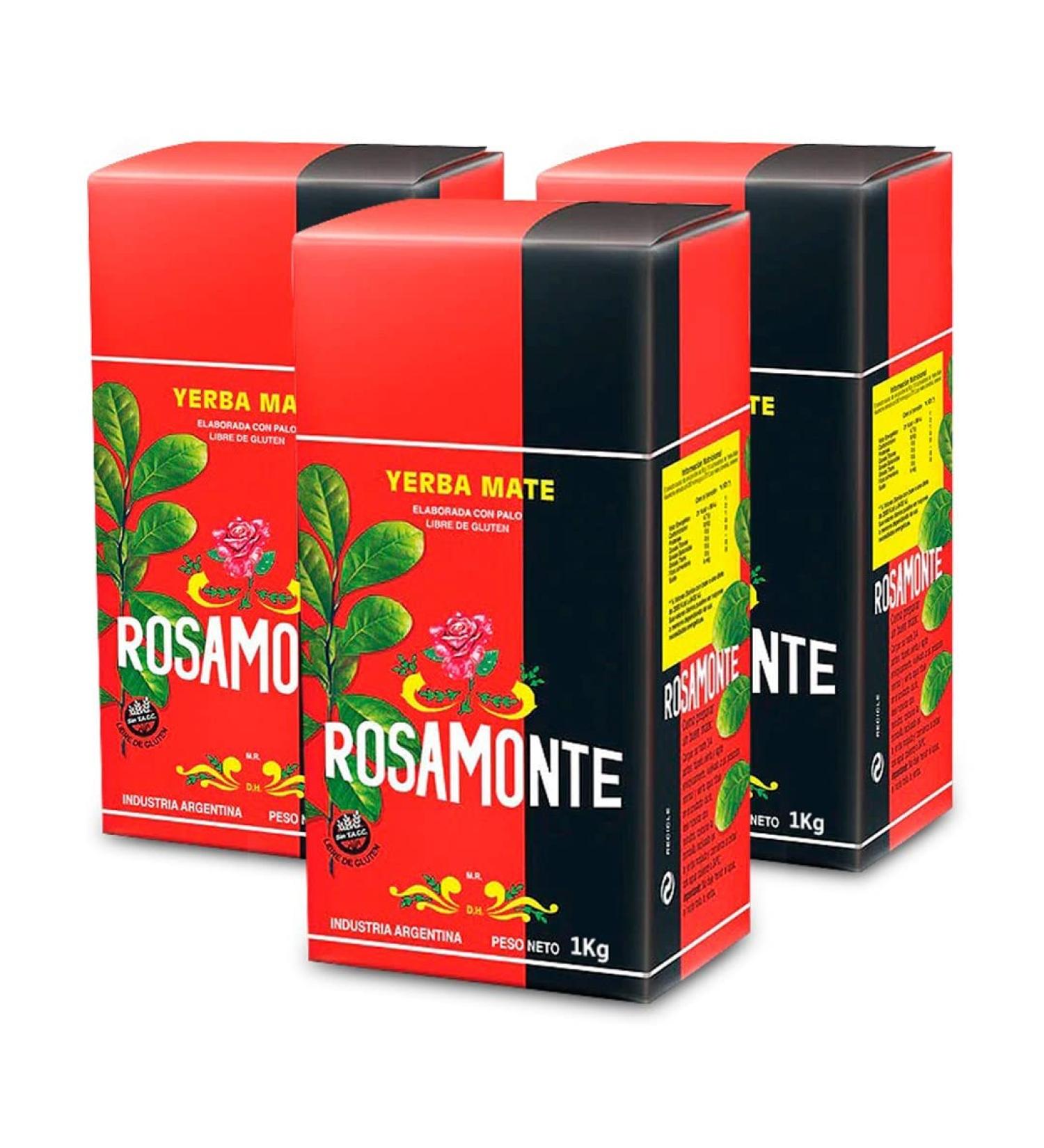 Yerba Mate Rosamonte package with 1 kg 3 pieces a total of 3 kg Yerba Mate - Buy Online on GoSupps.com