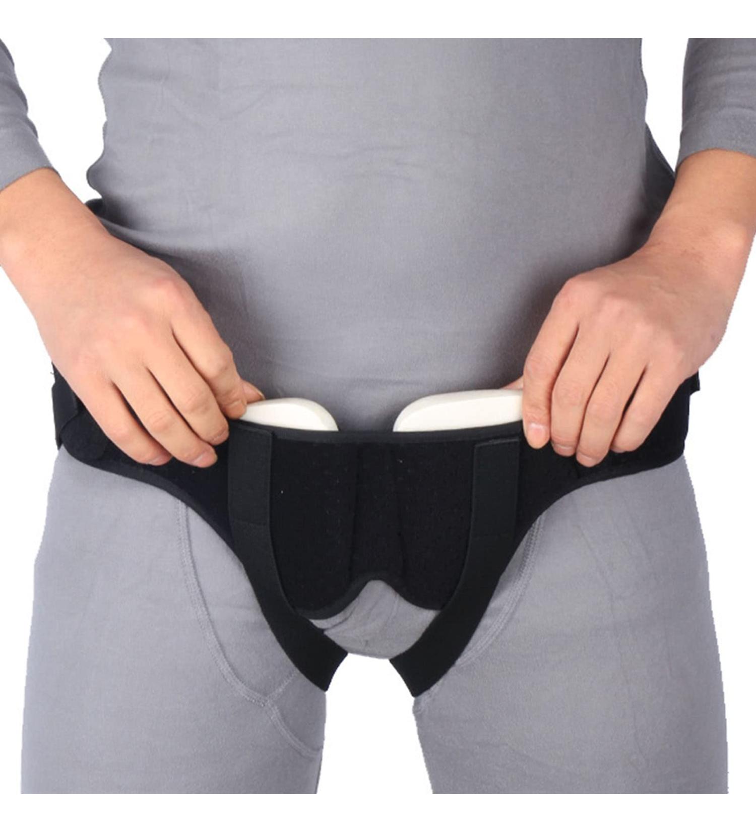 Adjustable Hernia Support Belt for Men - Dual Shape Pads Removable Compression Ideal for Single & Double Inguinal Hernia - Buy Online on GoSupps.com