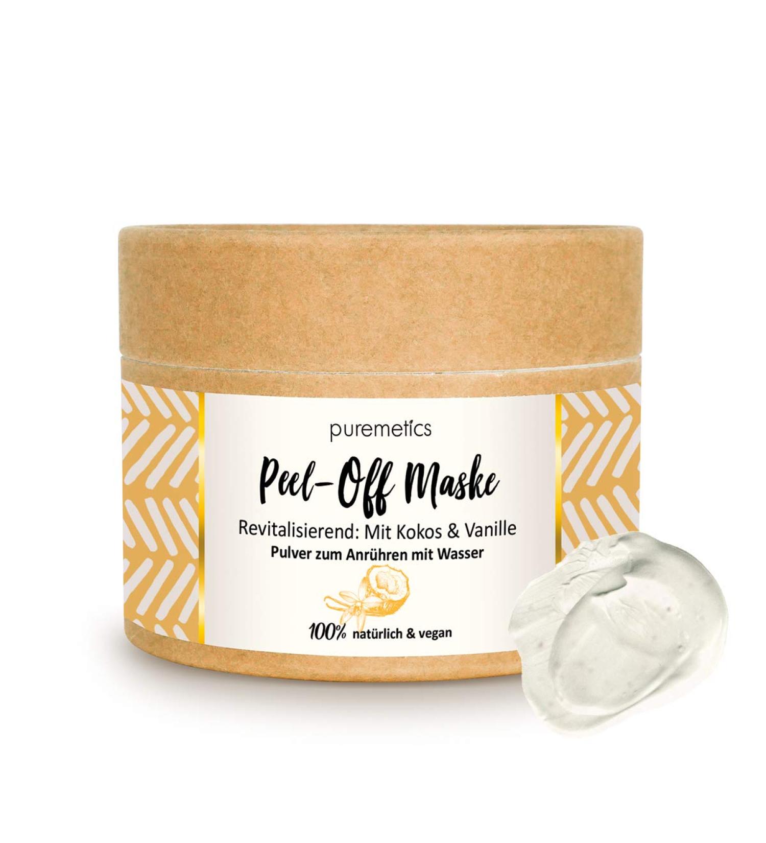 Puremetics Peel-Off Mask - Cocos Vanilla (65g) | 7 Applications | 100% Natural Vegan Plastic-Free | Zero Waste Natural Cosmetics for All Skin Types - Buy Online on GoSupps.com