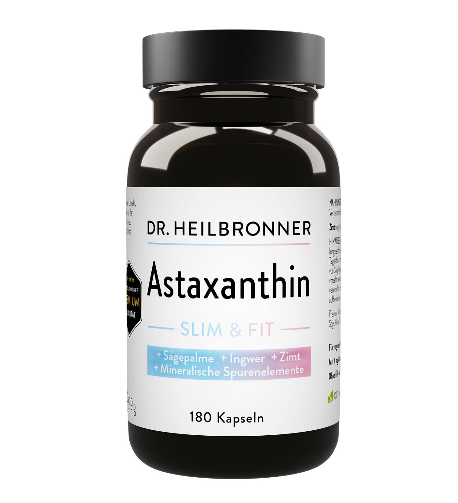 Dr. Heilbronn Astaxanthin Slim & Fit Capsules - Gluten-Free & Lactose-Free Dietary Supplement with Saw Palmetto Ginger & Cinnamon Extract - International Shipping Available - Buy Online on GoSupps.com