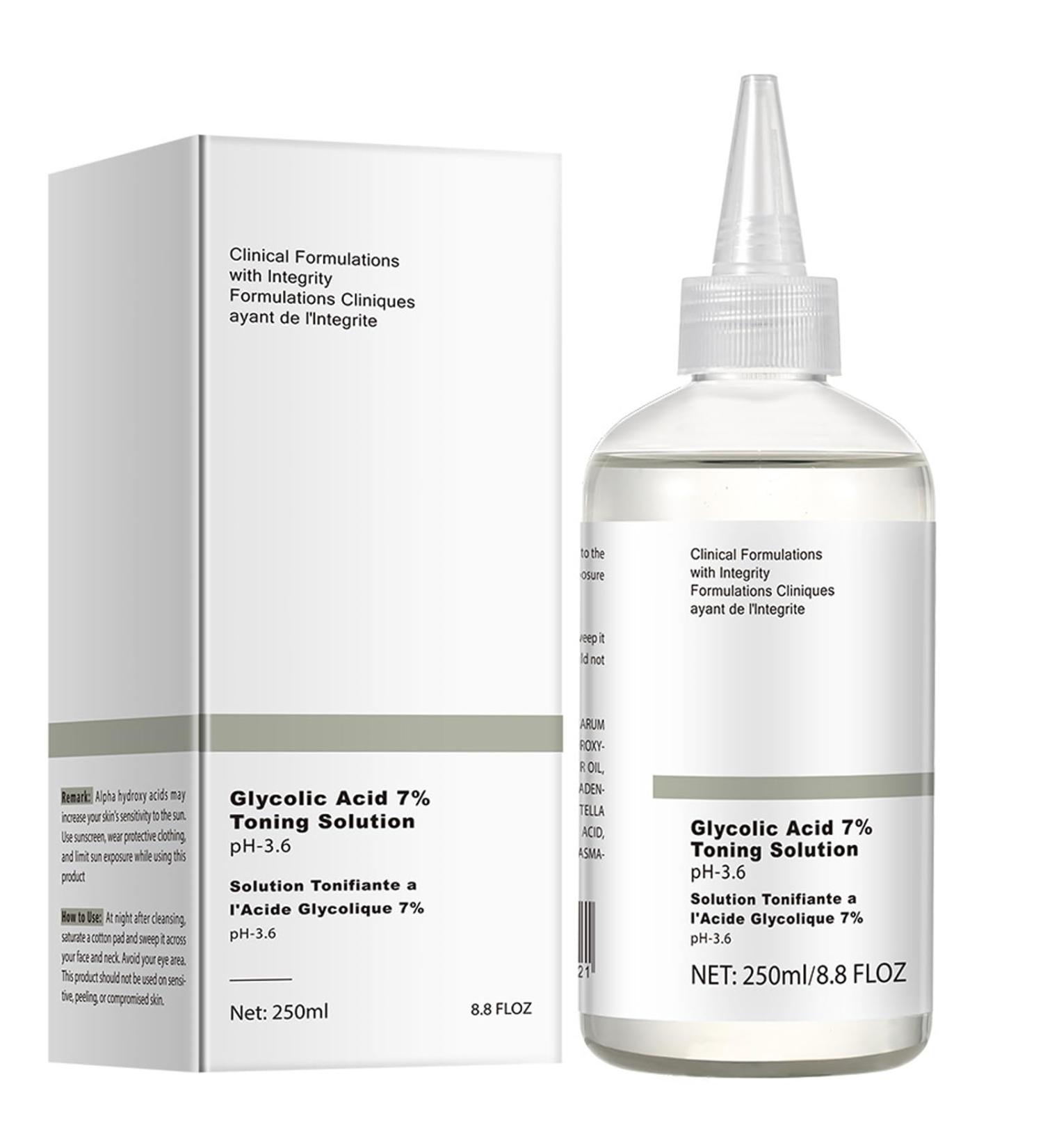 Glycolic Acid 7% Toning Solution 250ml Hydrating Toner for Face Smoothing Face Toner Facial Exfoliation for Blemishes and Acne Facial Moisturizer-Repair Damage Skin Strengthen Skin - Buy Online on GoSupps.com