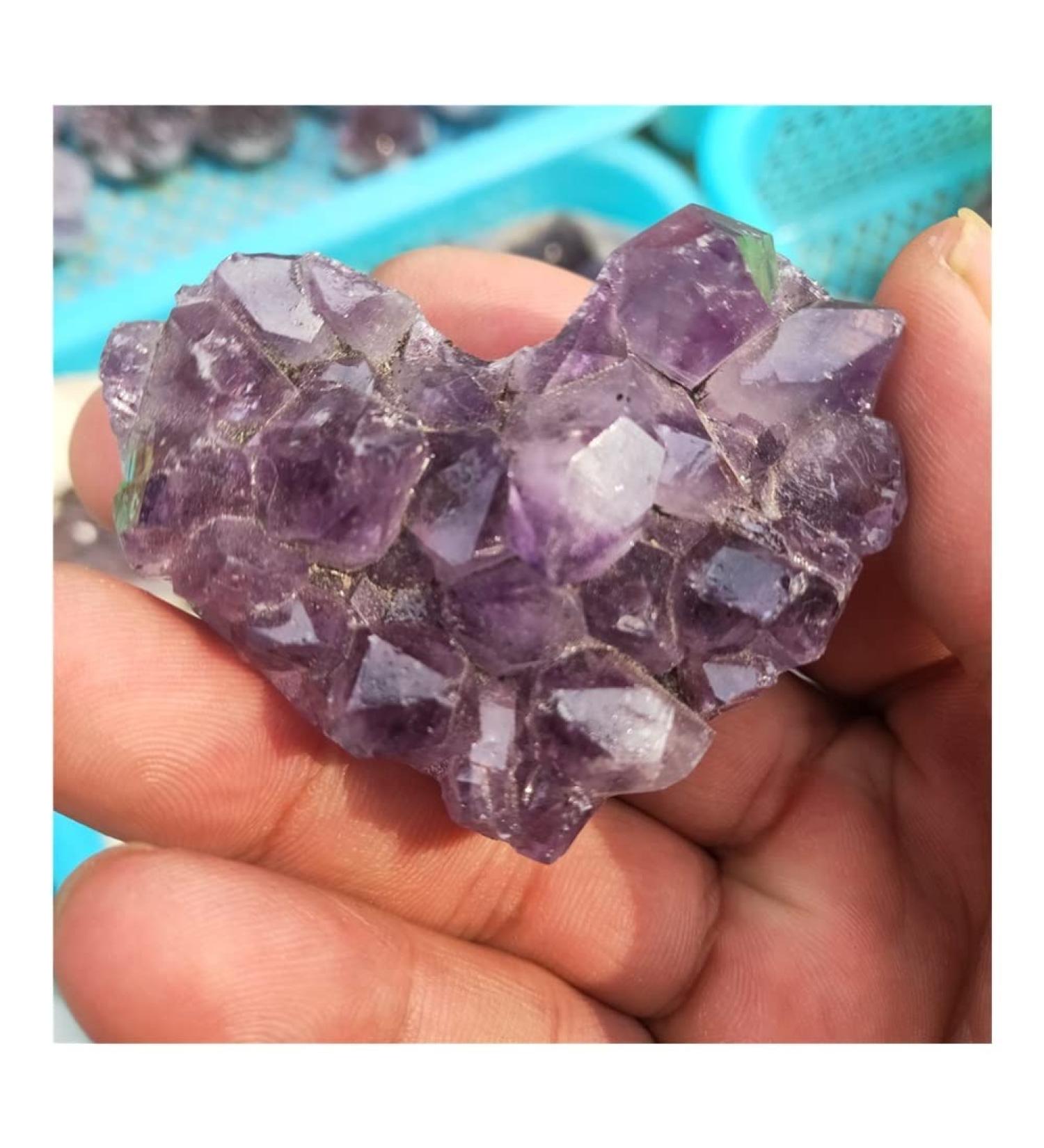 Crystal 1pcs Amethyst Geode Heart Shaped Crystal Crystals Stones Titanium Rainbow Amethyst Cluster Angel Quartz - Buy Online on GoSupps.com