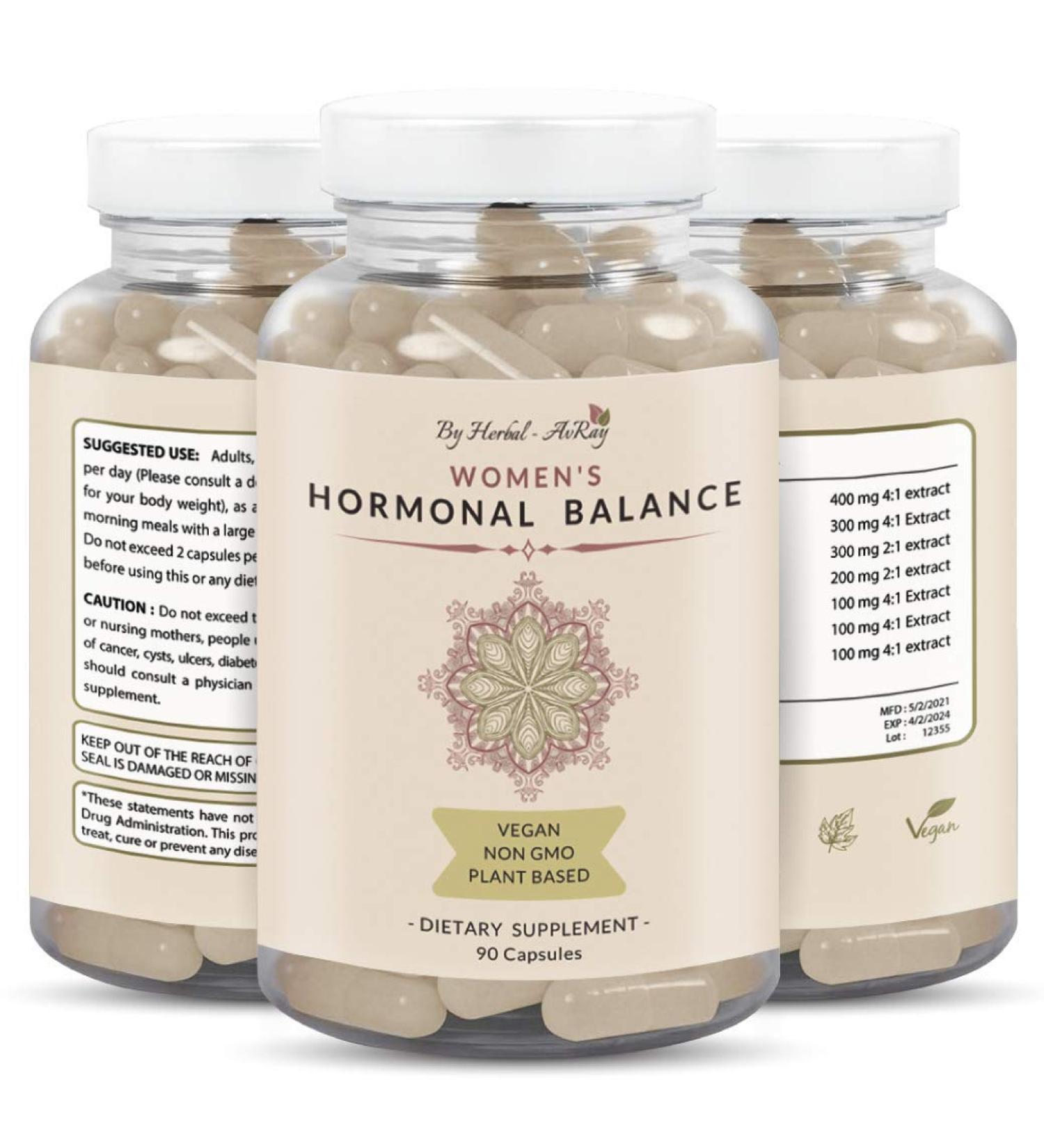 Hormone Balance for Women - Natural Energy & Mood Enhancement Pills | Menopause Relief Supplement with Vitex, Maca, Ginseng - 90 Capsules - Buy Online on GoSupps.com